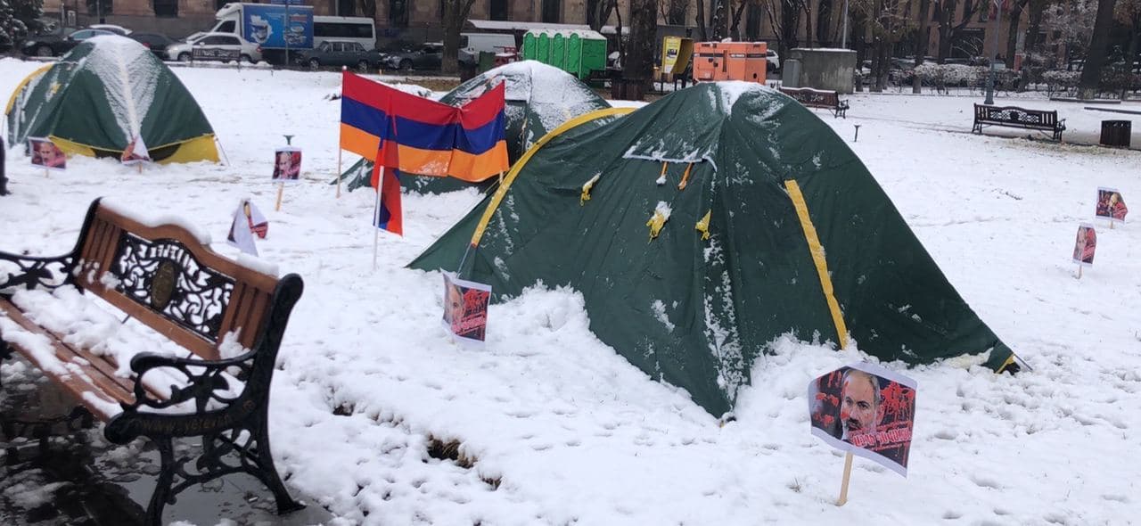 Tents In Front Of Armenian Parliament, As More Videos Of Alleged Azerbaijan Brutality Surface