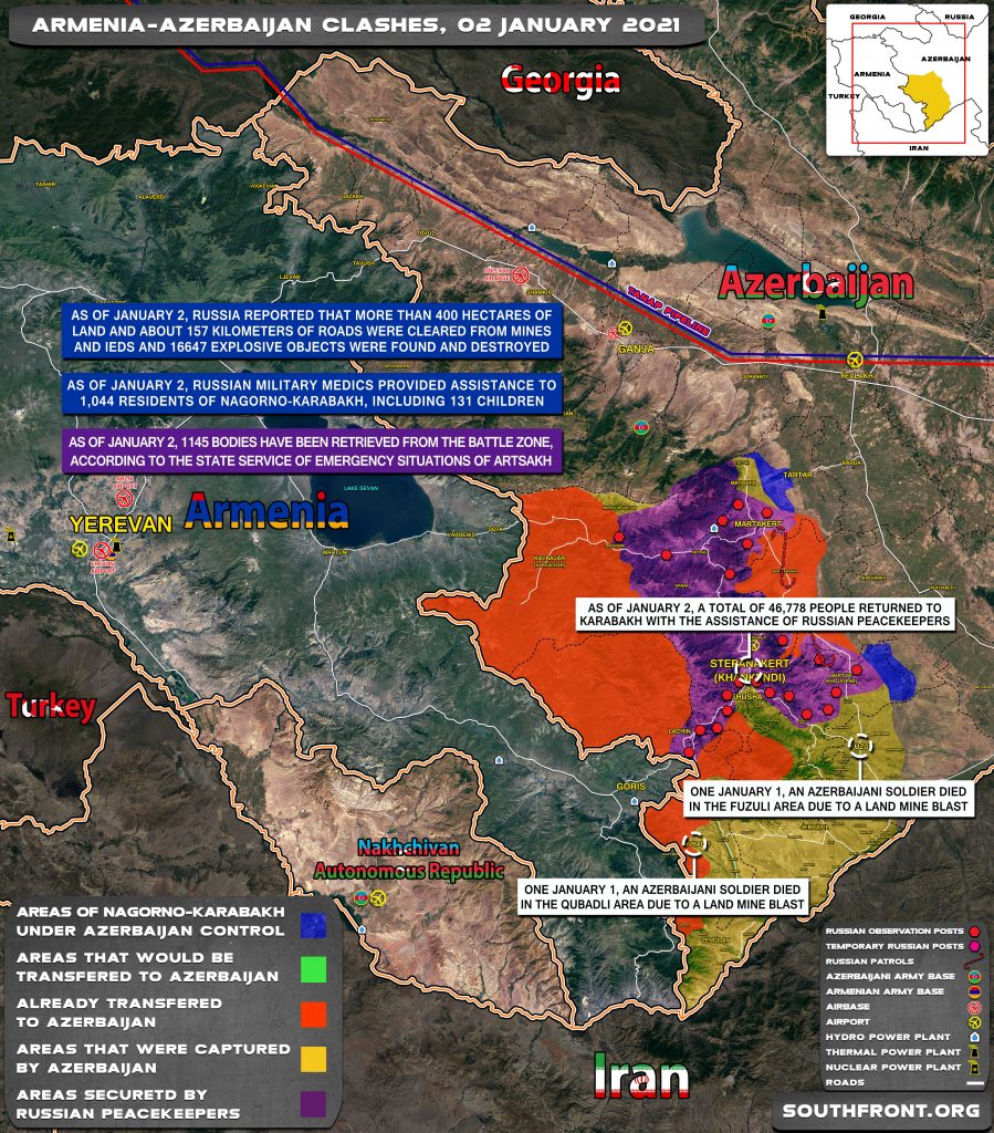 Military Situation In Nagorno-Karabkah On January 2, 2021 (Map Update)