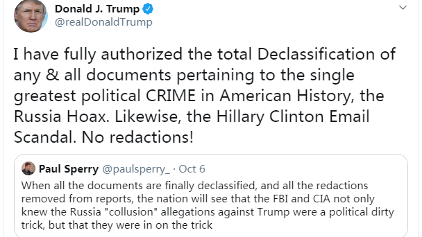 Trump To Declassify And Release All "Russiagate" Documents