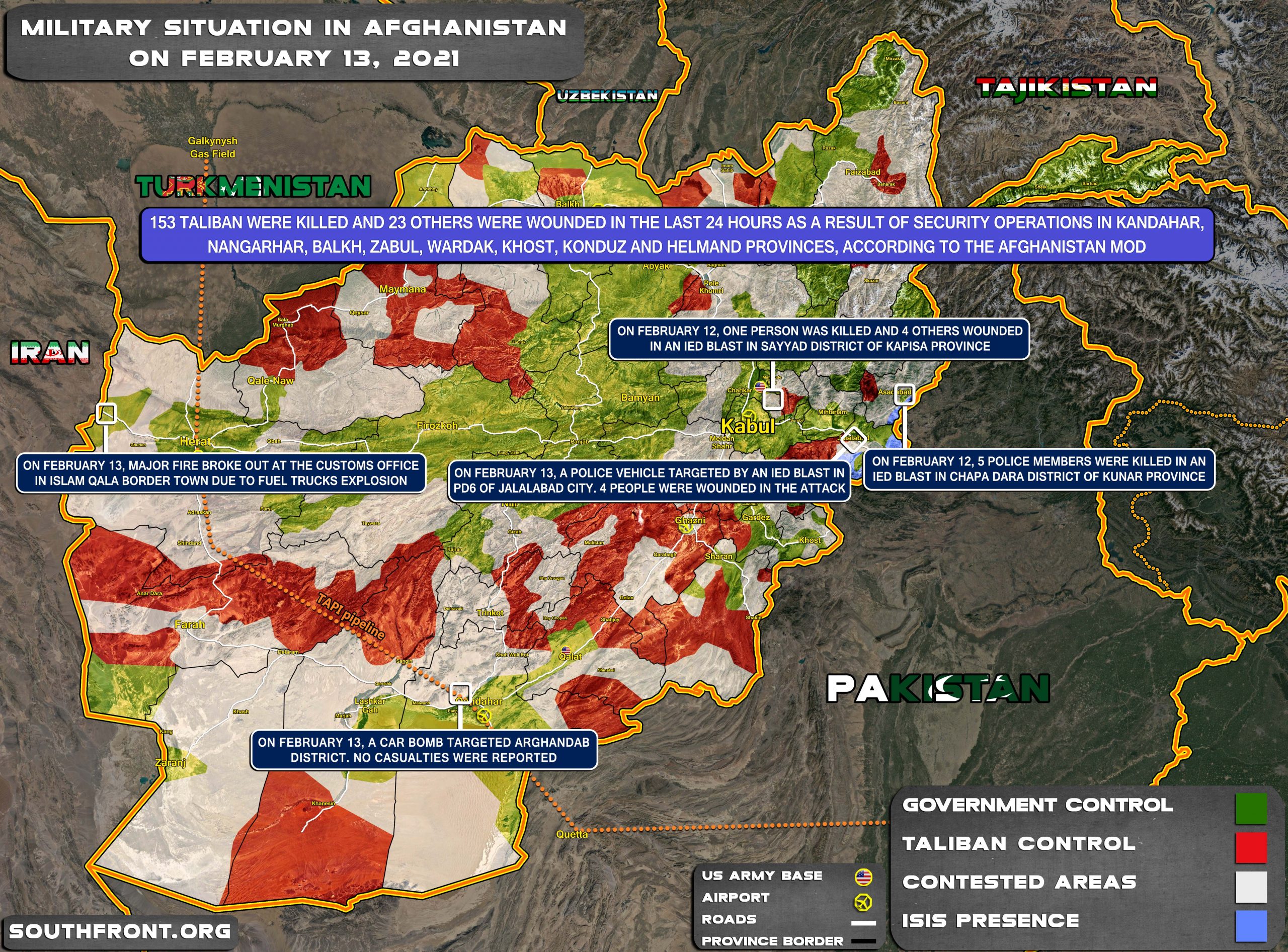 Military Situation In Afghanistan On February 13, 2021 (Map Update)