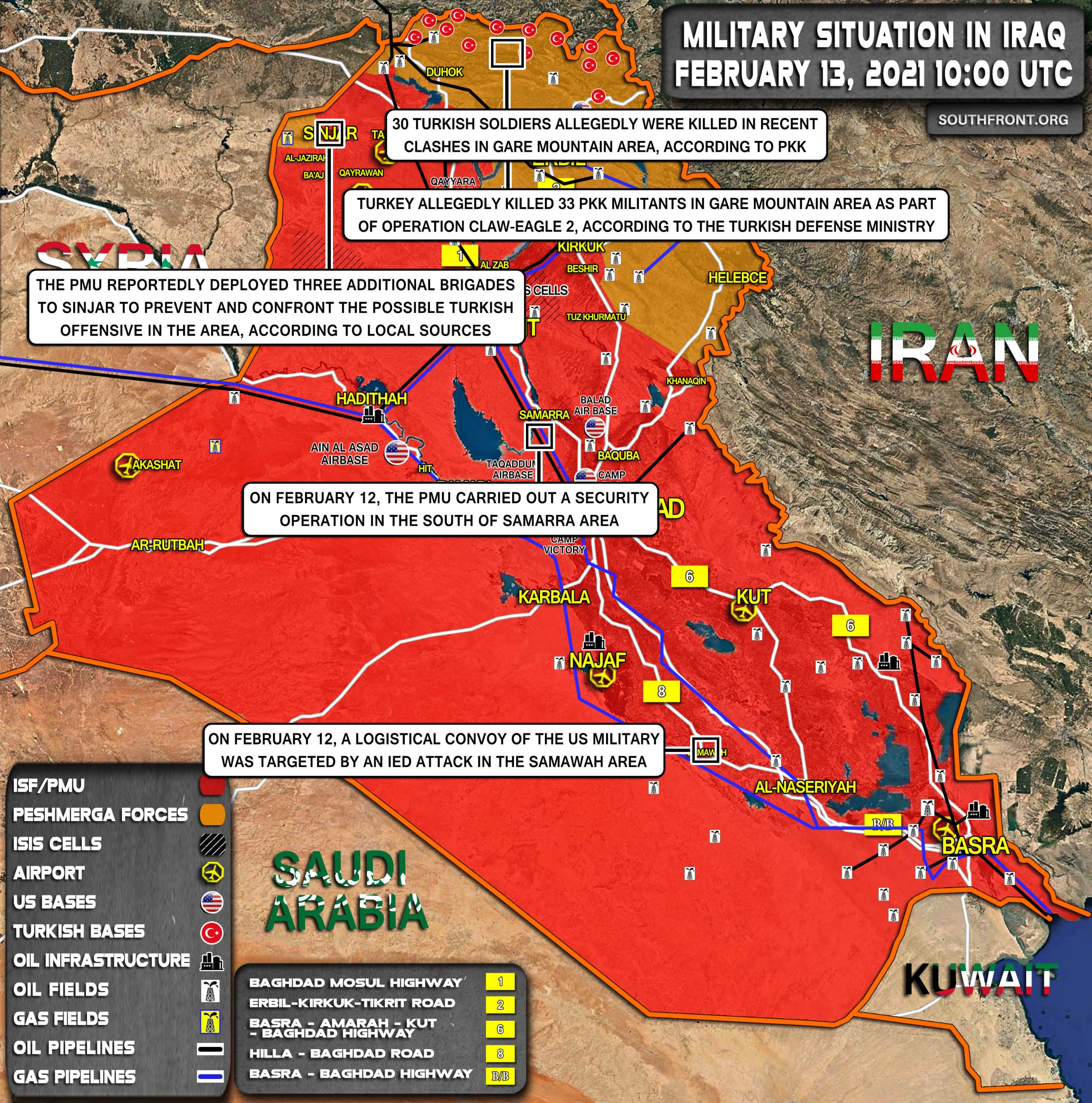 Military Situation In Iraq On February 13, 2021 (Map Update)