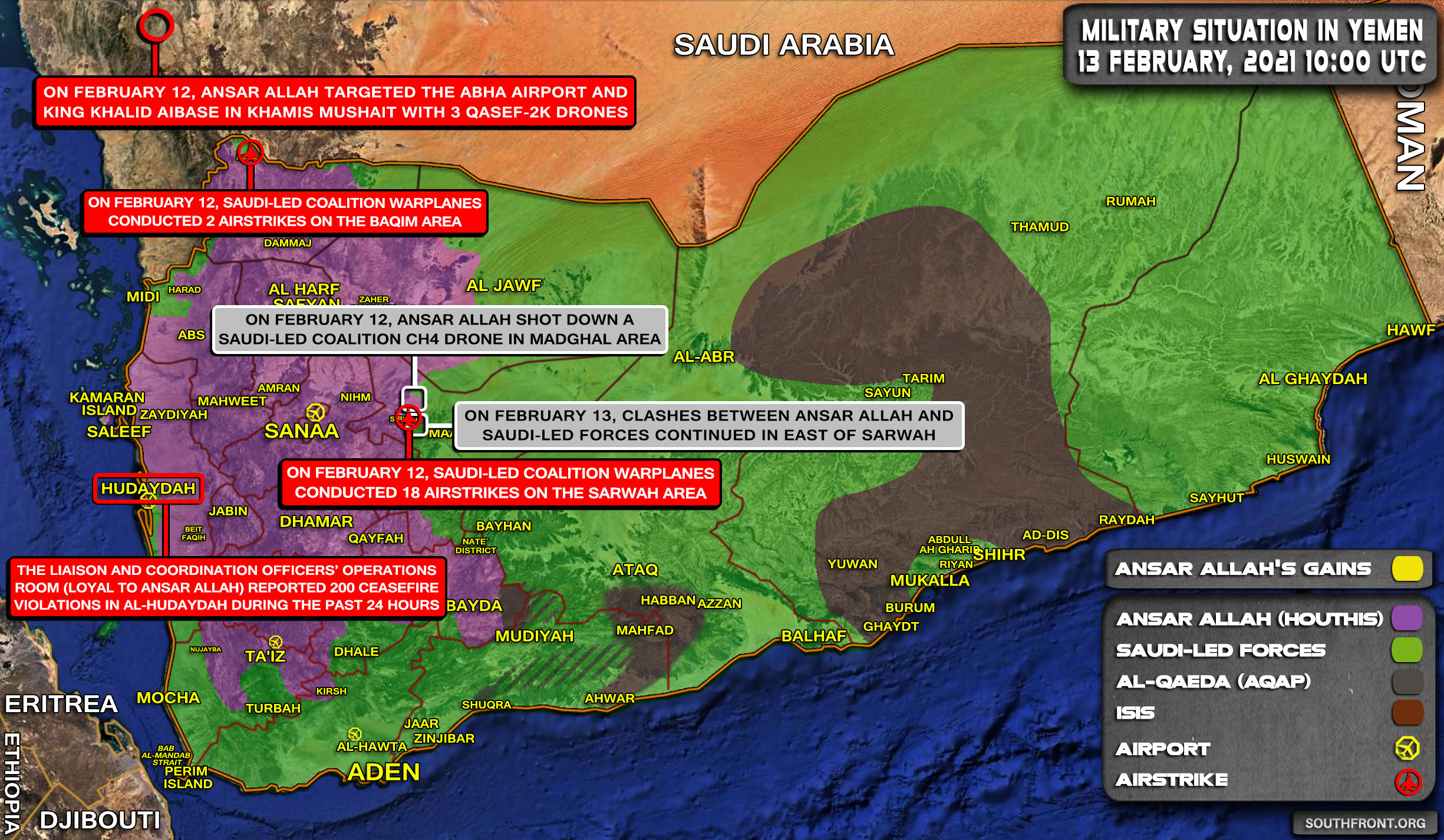 Military Situation In Yemen On February 13, 2021 (Map Update)