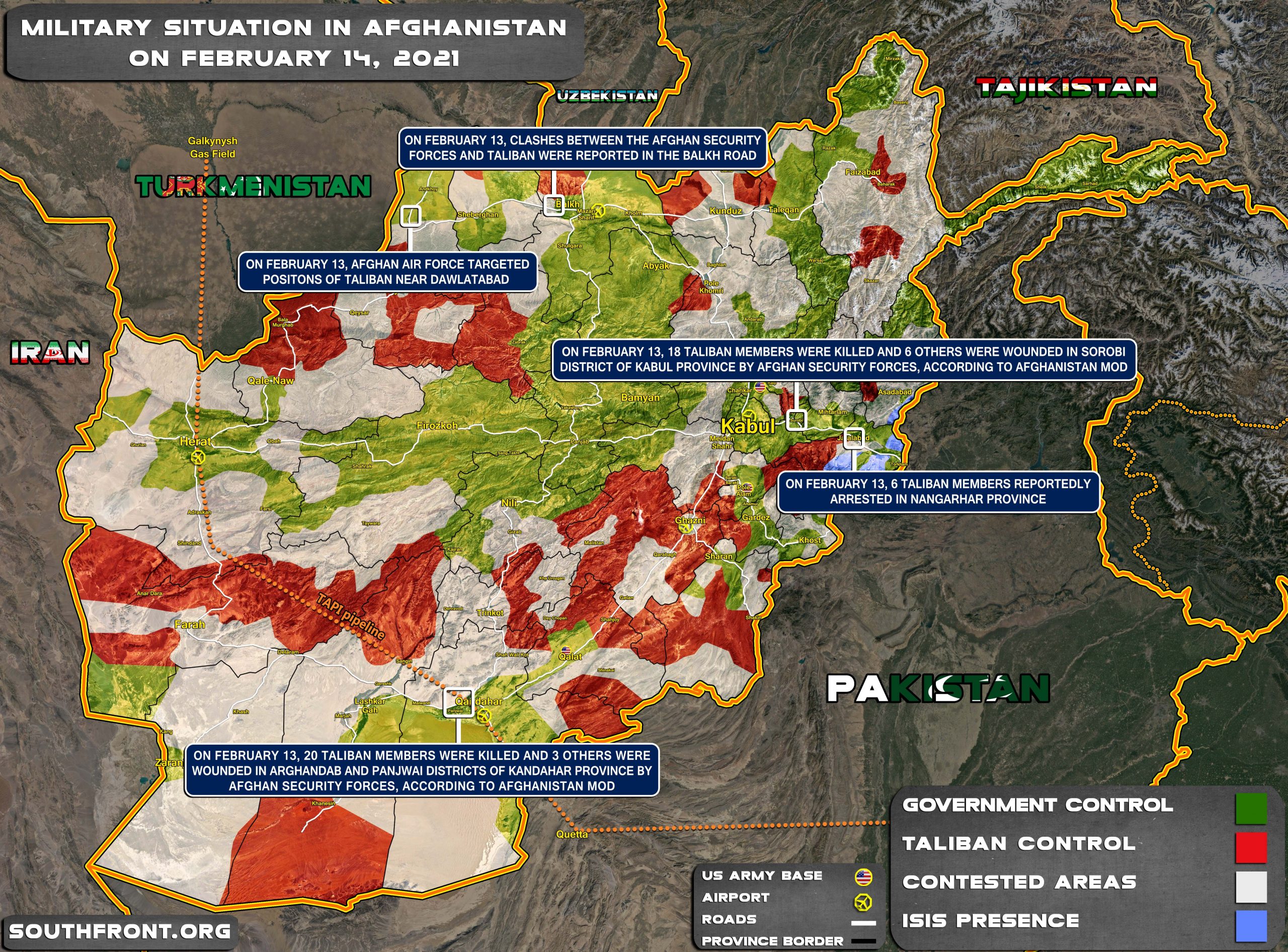 Military Situation In Afghanistan On February 14, 2021 (Map Update)