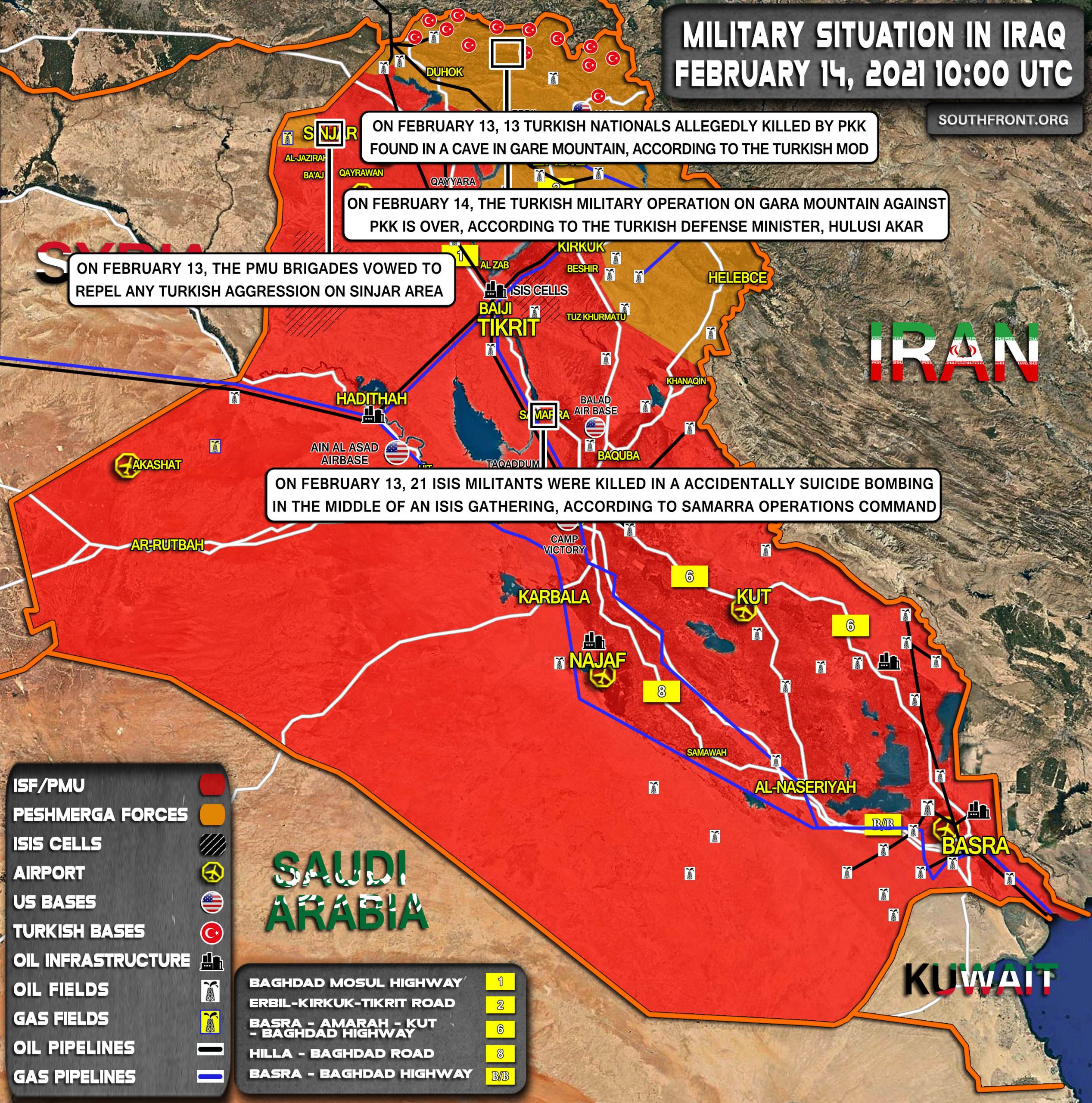 Military Situation In Iraq On February 14, 2021 (Map Update)