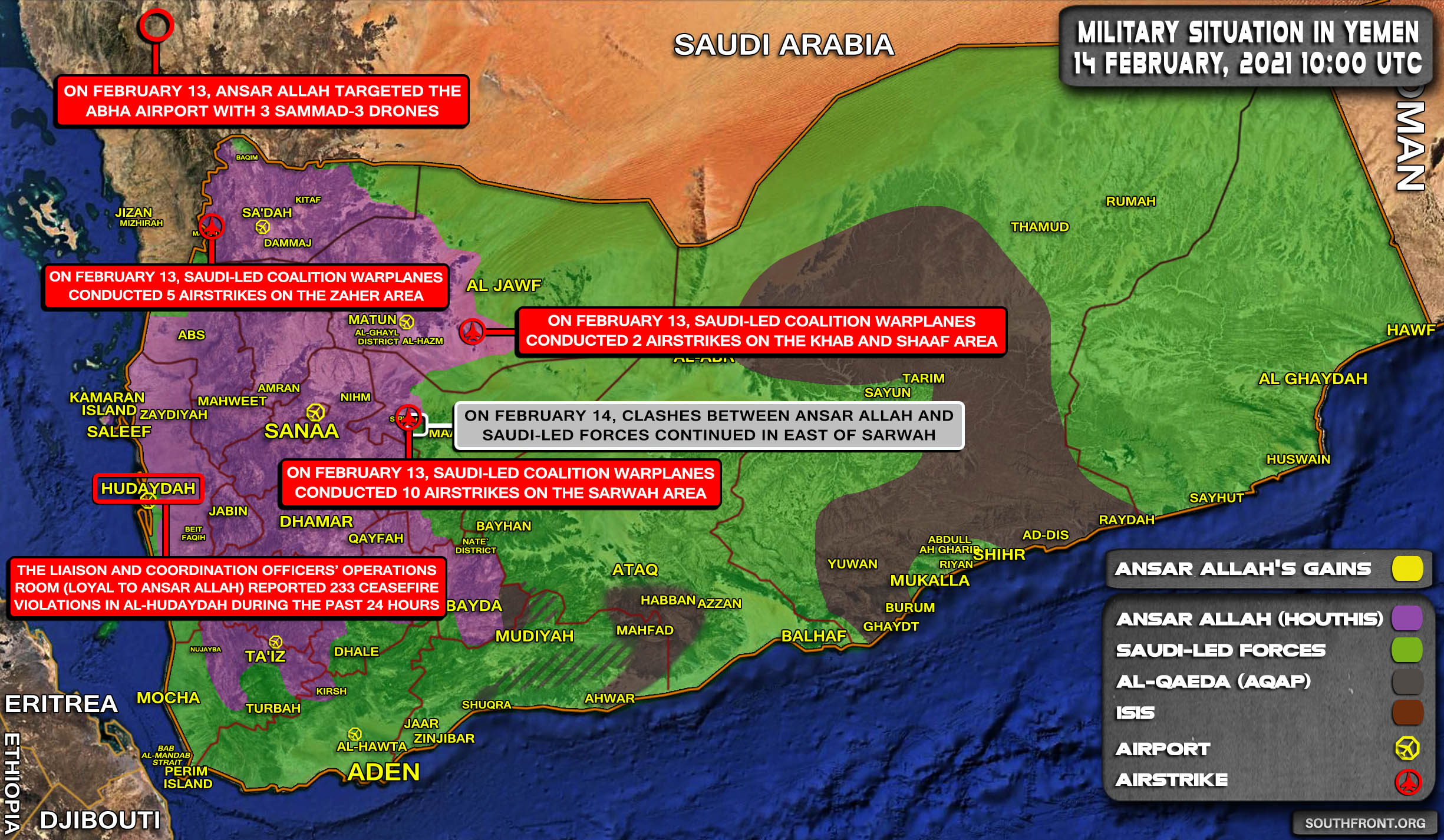 Military Situation In Yemen On February 14, 2021 (Map Update)