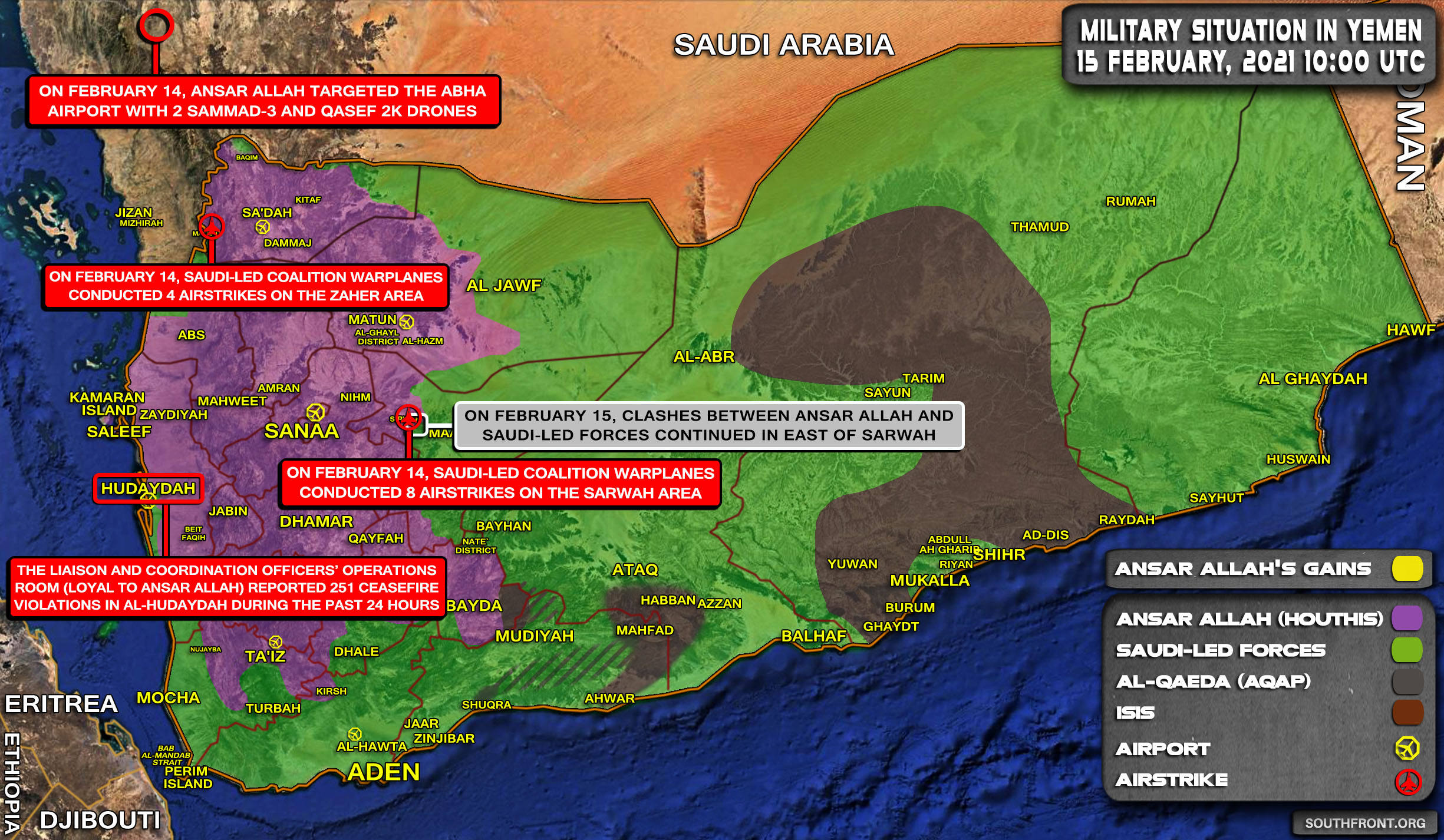 Military Situation In Yemen On February 15, 2021 (Map Update)