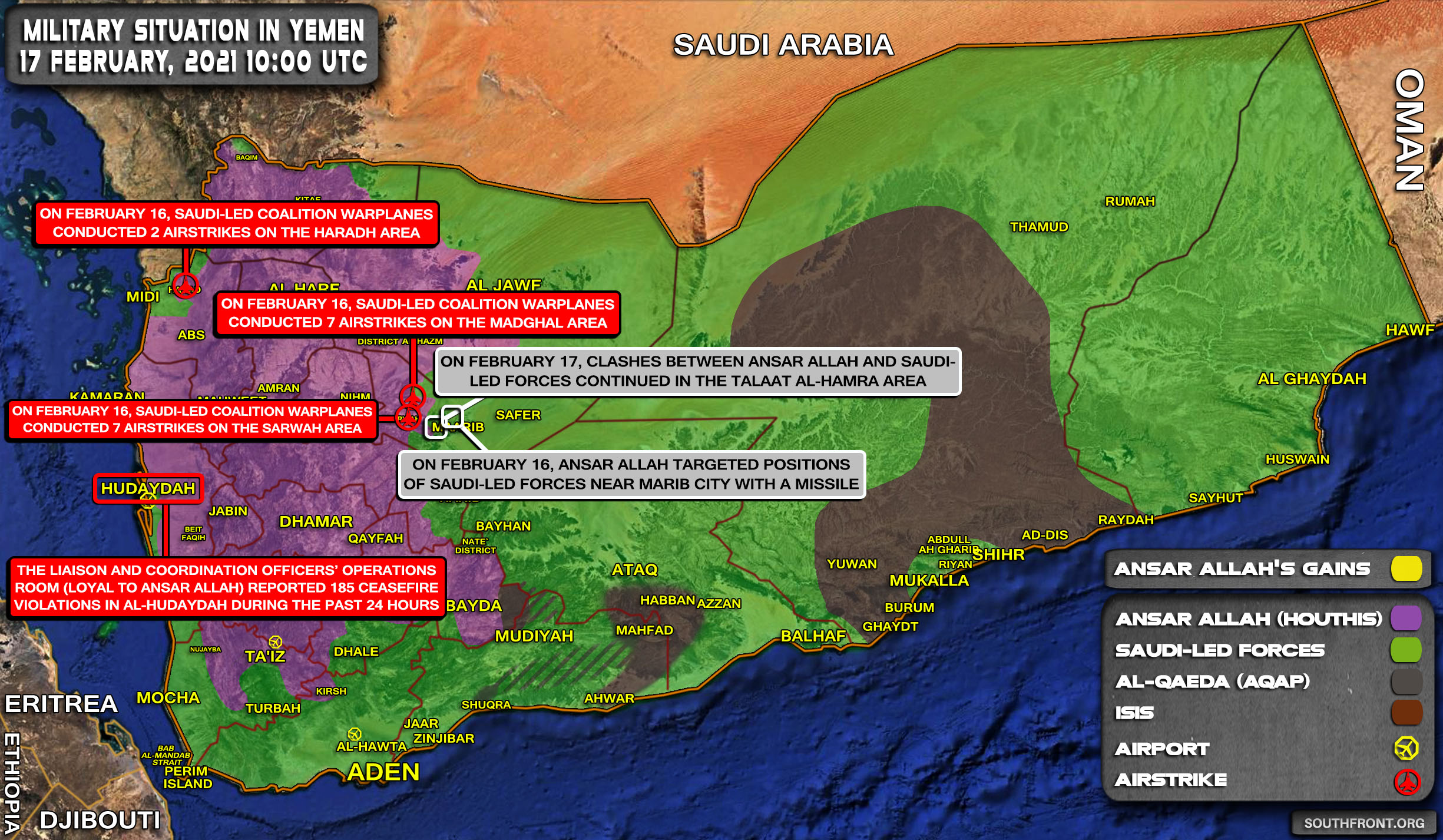 Military Situation In Yemen On February 17, 2021 (Map Update)