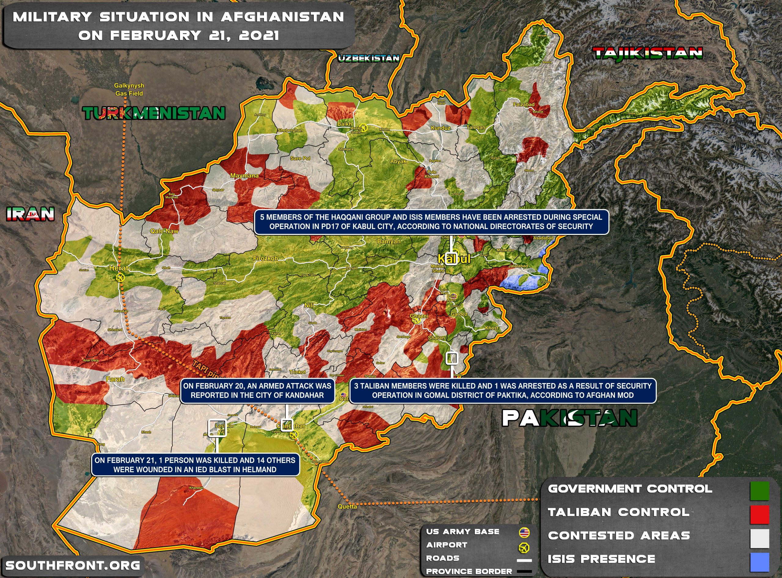 Military Situation In Afghanistan On February 21st, 2021 (Map Update)