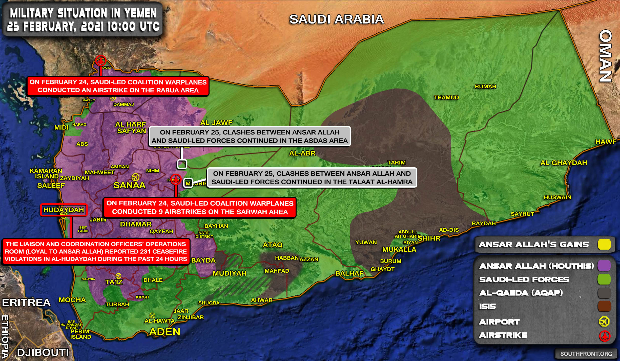 Military Situation In Yemen On February 25, 2021 (Map Update)