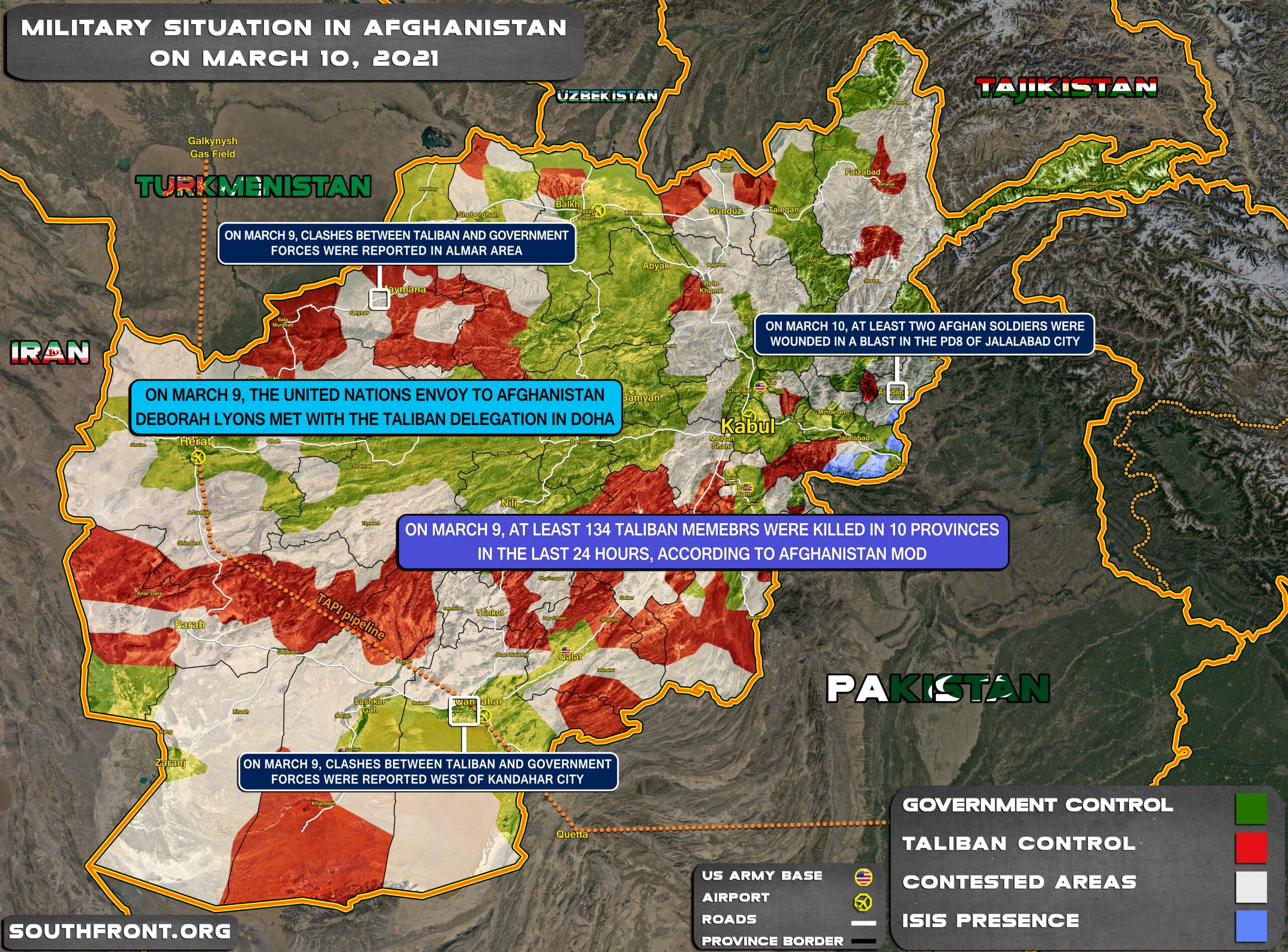 Military Situation In Afghanistan On March 10, 2021 (Map Update)