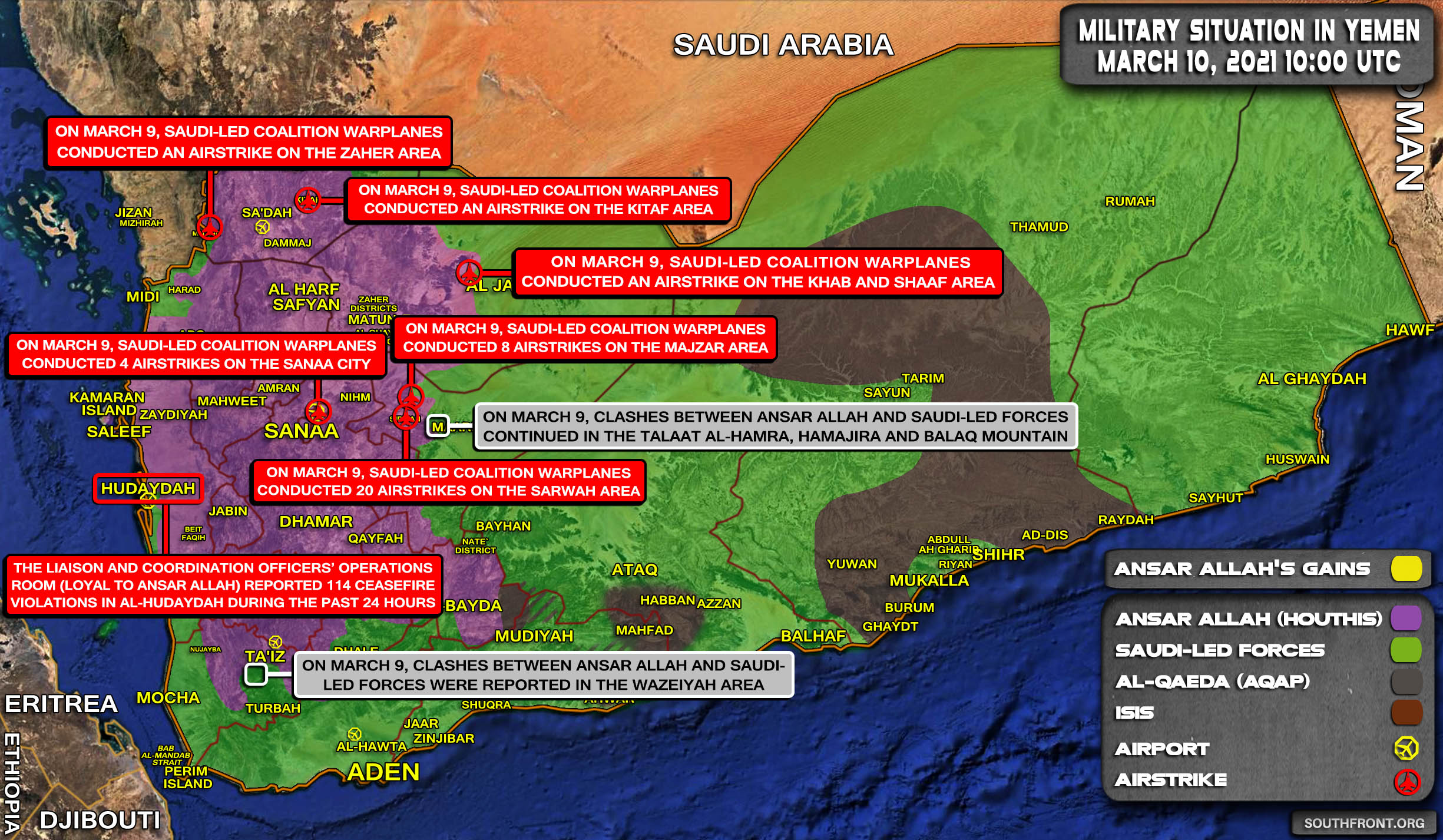 Military Situation In Yemen On March 10, 2021 (Map Update)