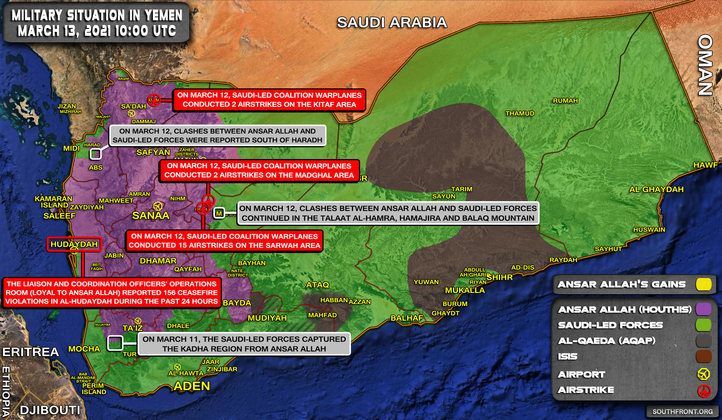 Military Situation In Yemen On March 13, 2021 (Map Update)