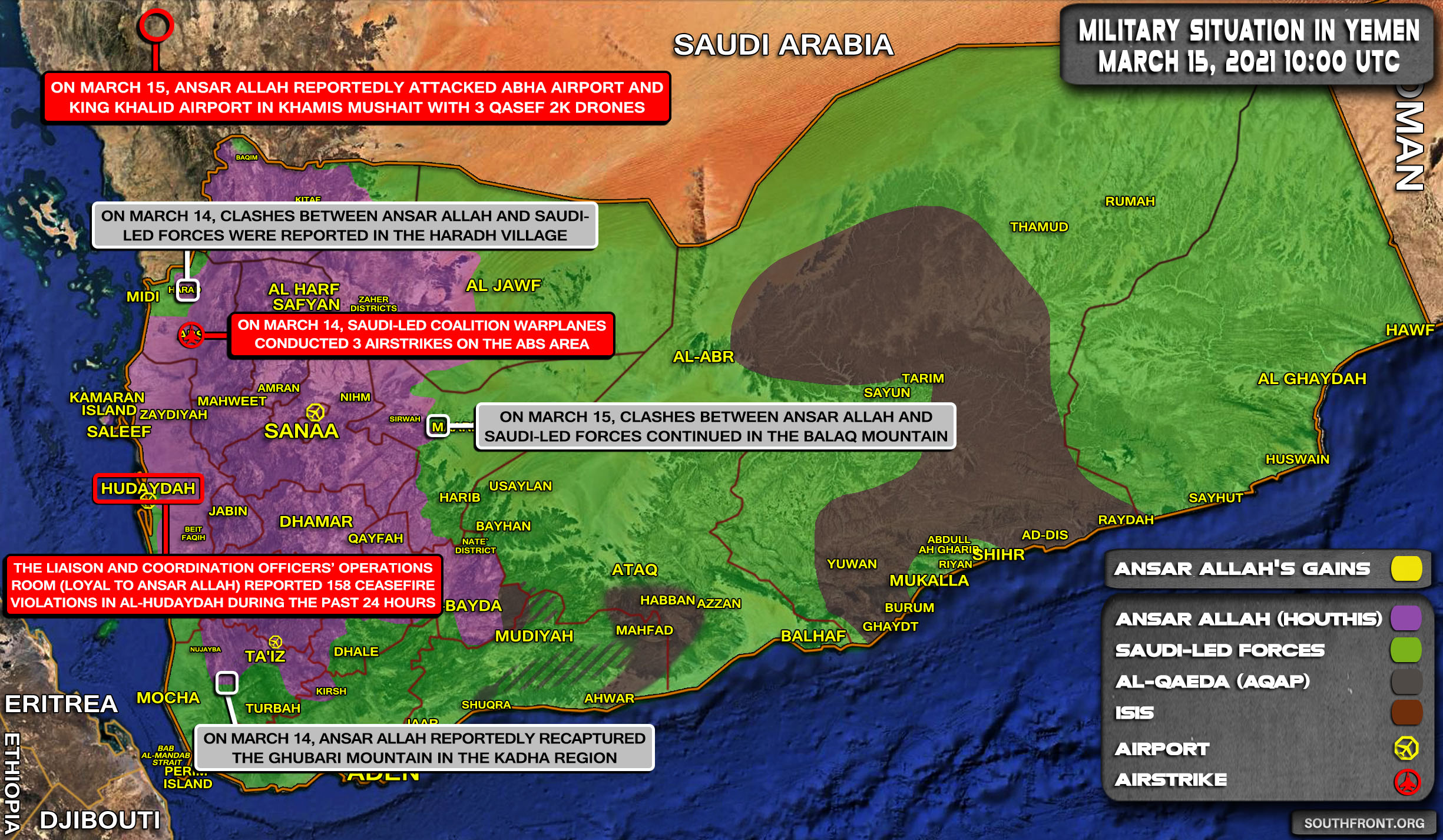 Military Situation In Yemen On March 15, 2021 (Map Update)