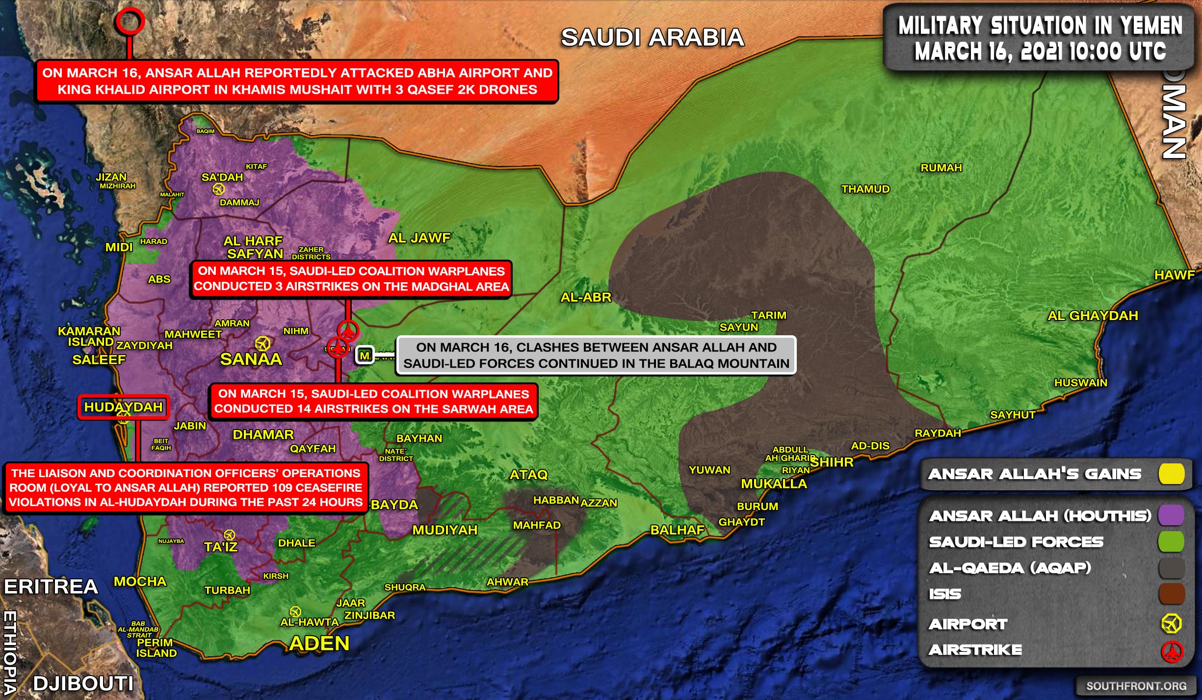 Military Situation In Yemen On March 16, 2021 (Map Update)