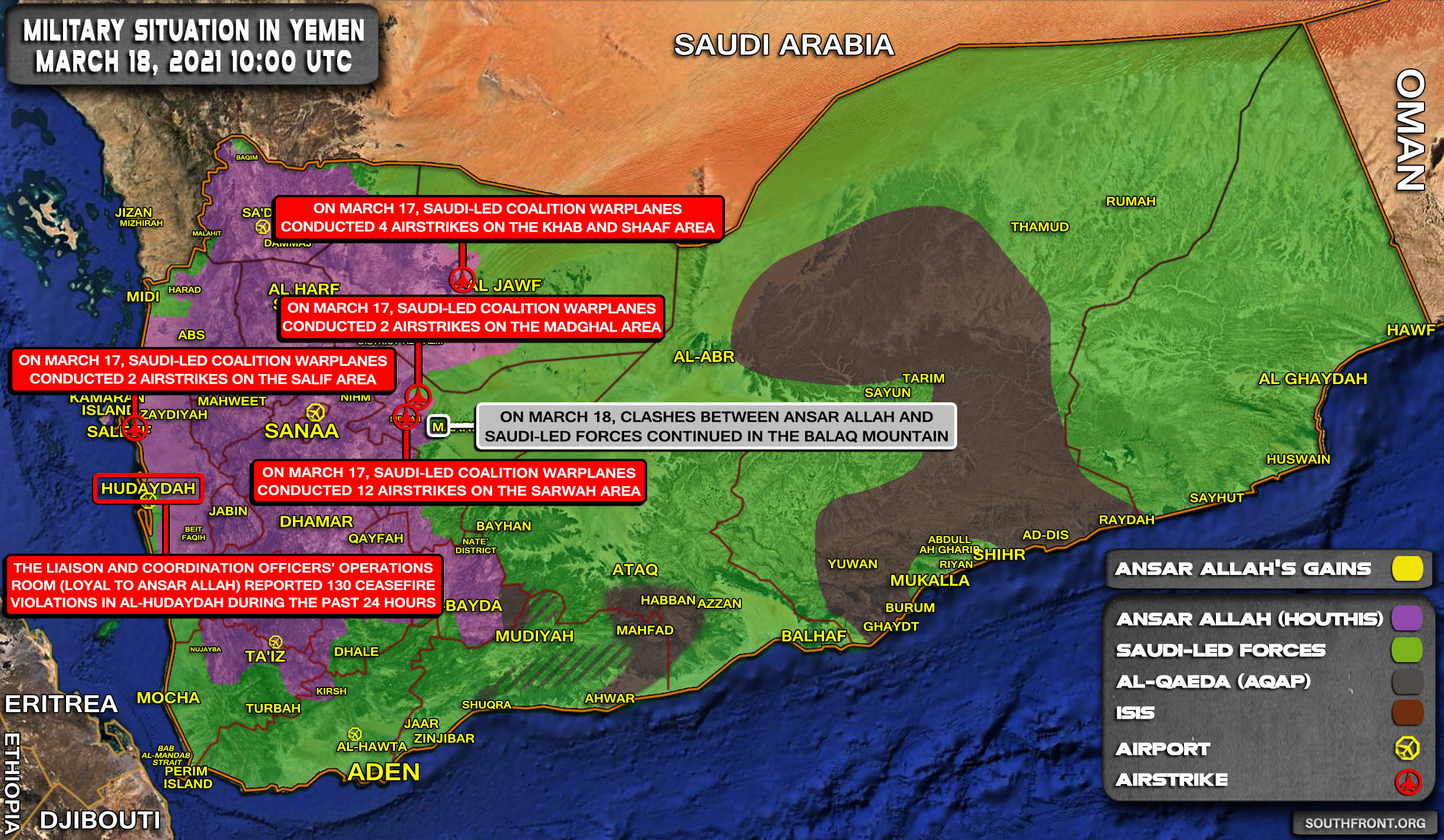 Military Situation In Yemen On March 18, 2021 (Map Update)