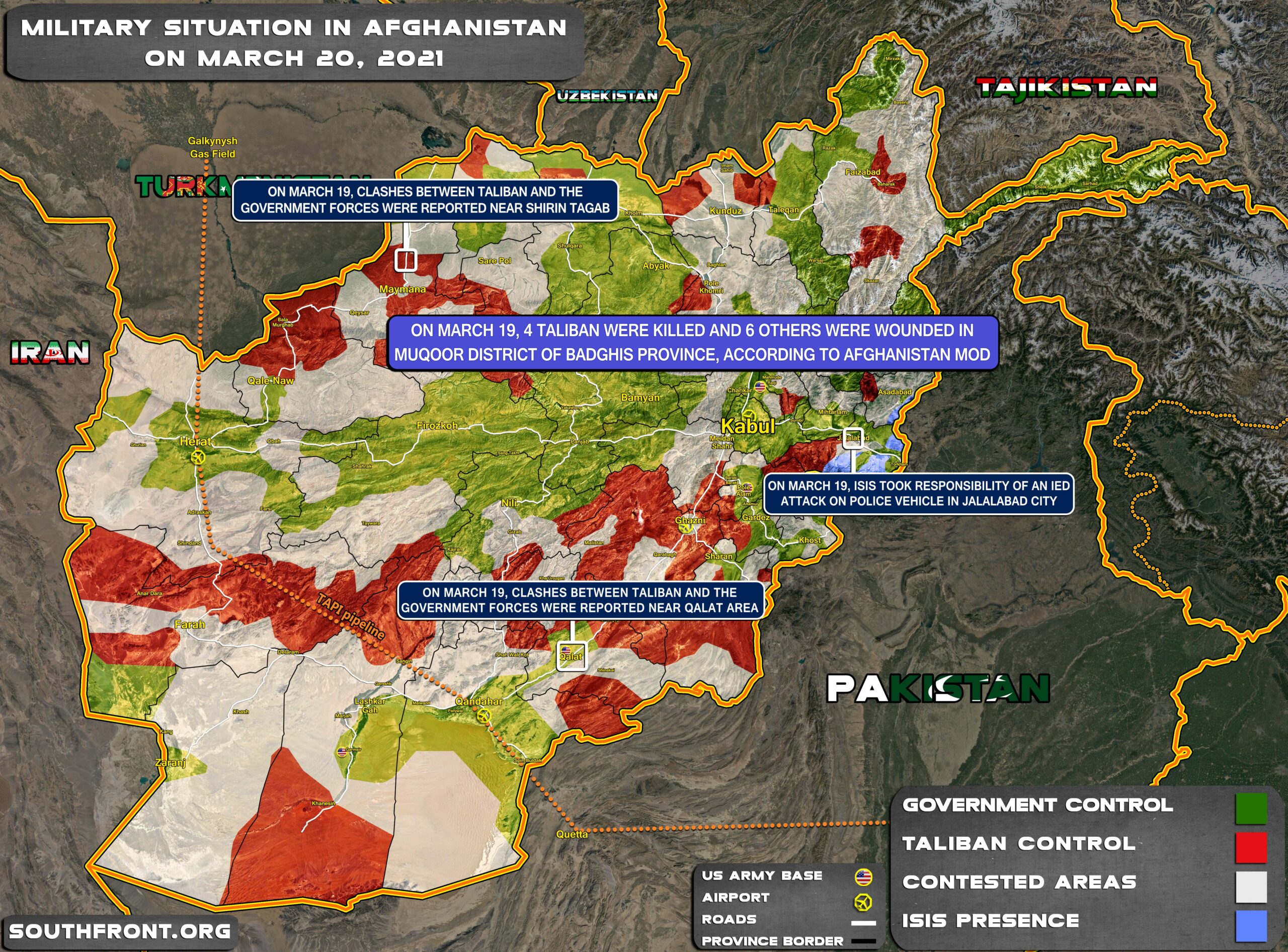 Military Situation In Afghanistan On March 20, 2021 (Map Update)