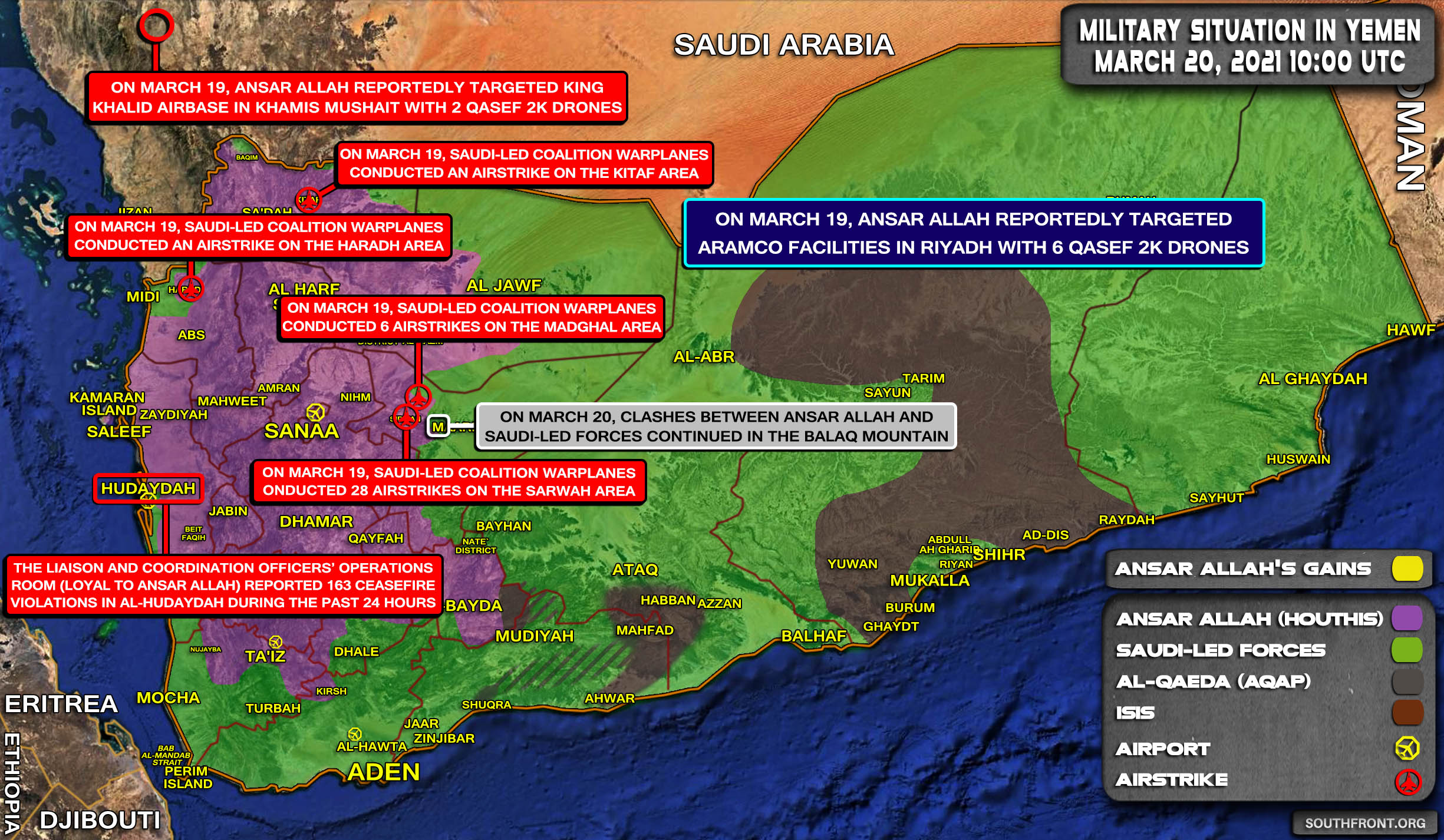 Military Situation In Yemen On March 20, 2021 (Map Update)