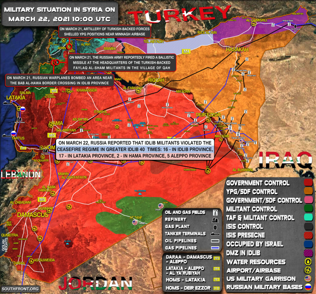 Military Situation In Syria On March 22, 2021 (Map Update)