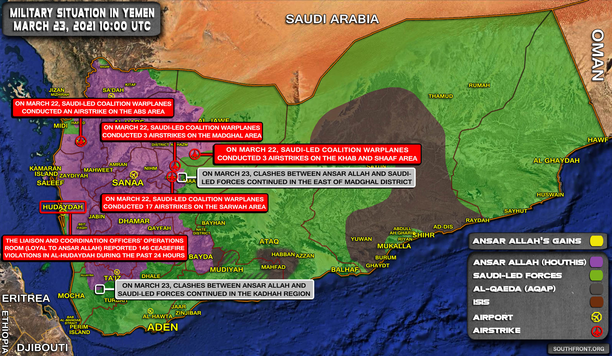 Military Situation In Yemen On March 23, 2021 (Map Update)