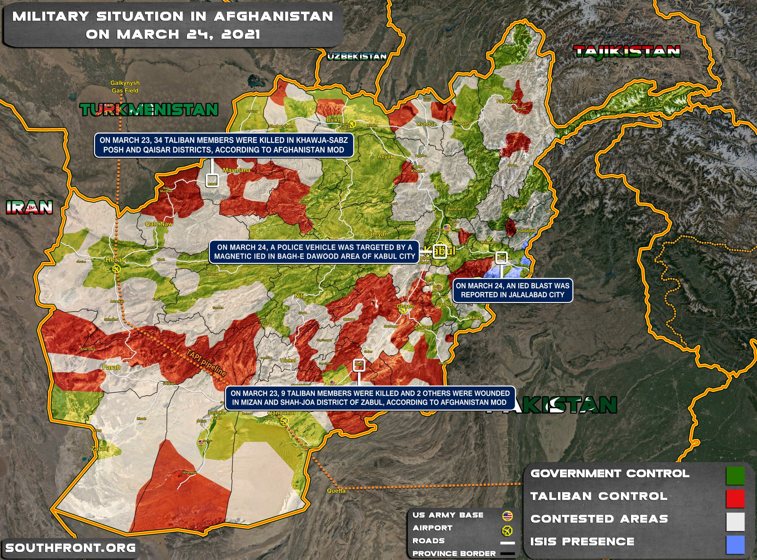 Military Situation In Afghanistan On March 24, 2021 (Map Update)