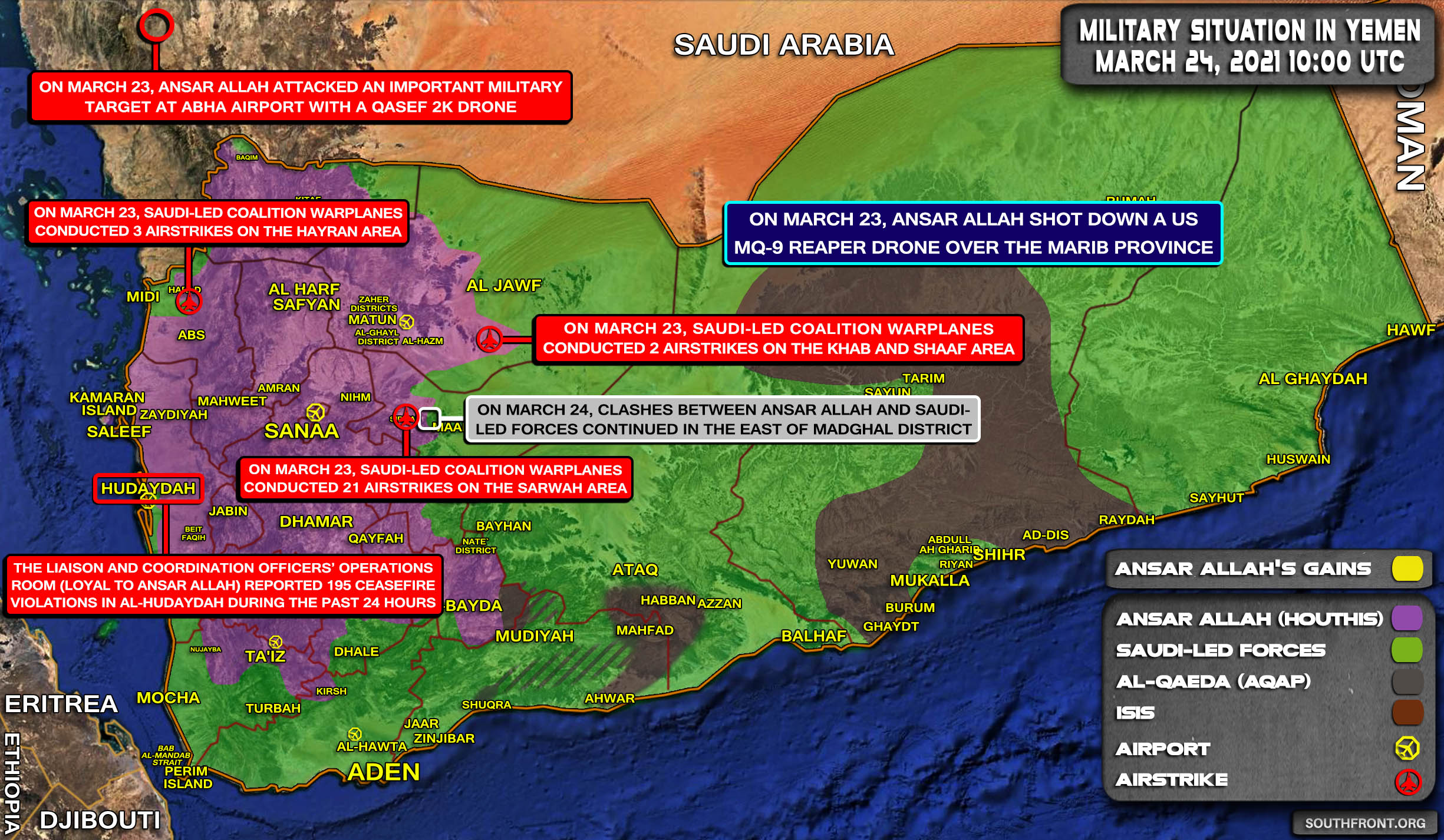 Military Situation In Yemen On March 24, 2021 (Map Update)