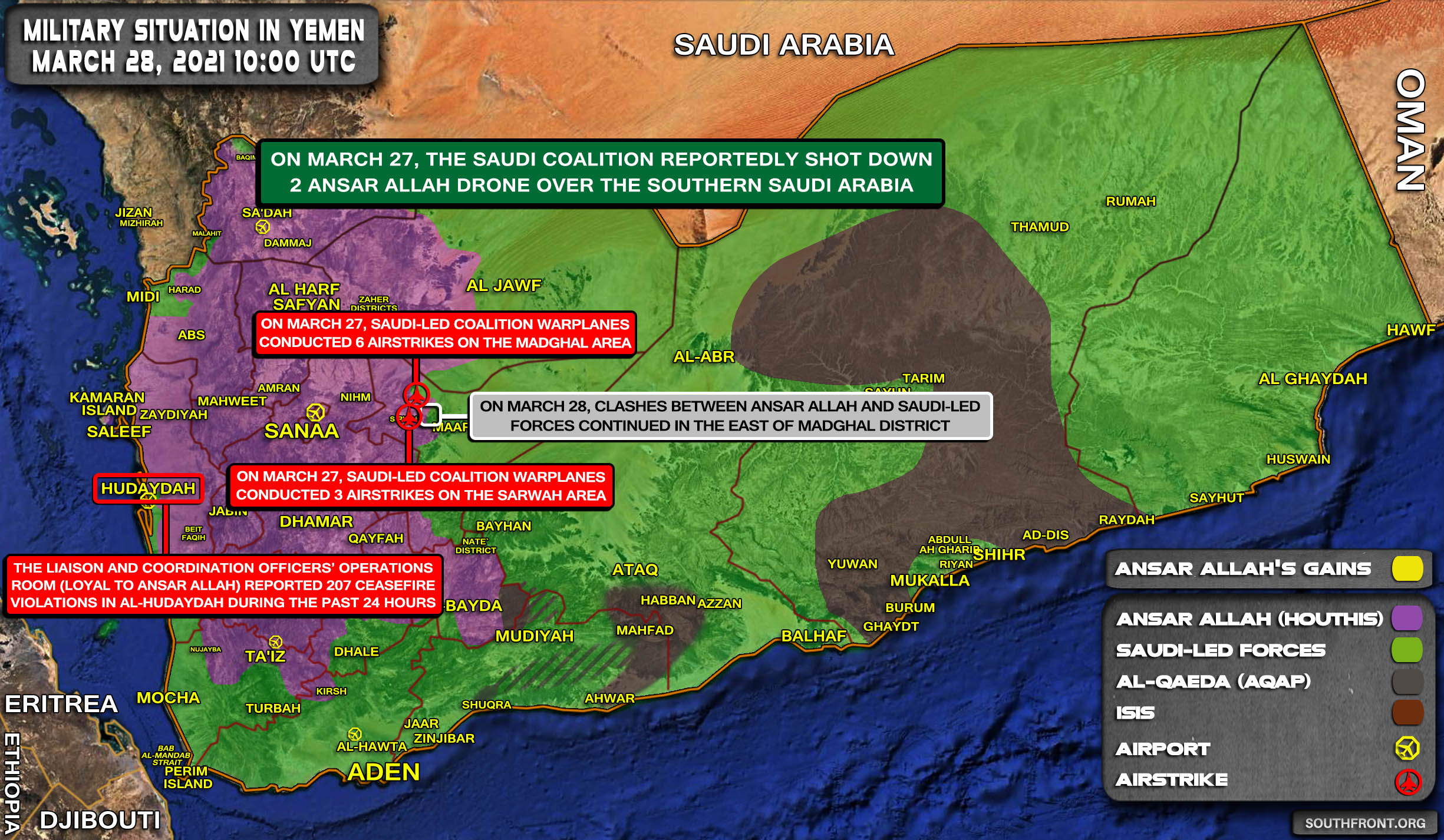 Military Situation In Yemen On March 28, 2021 (Map Update)