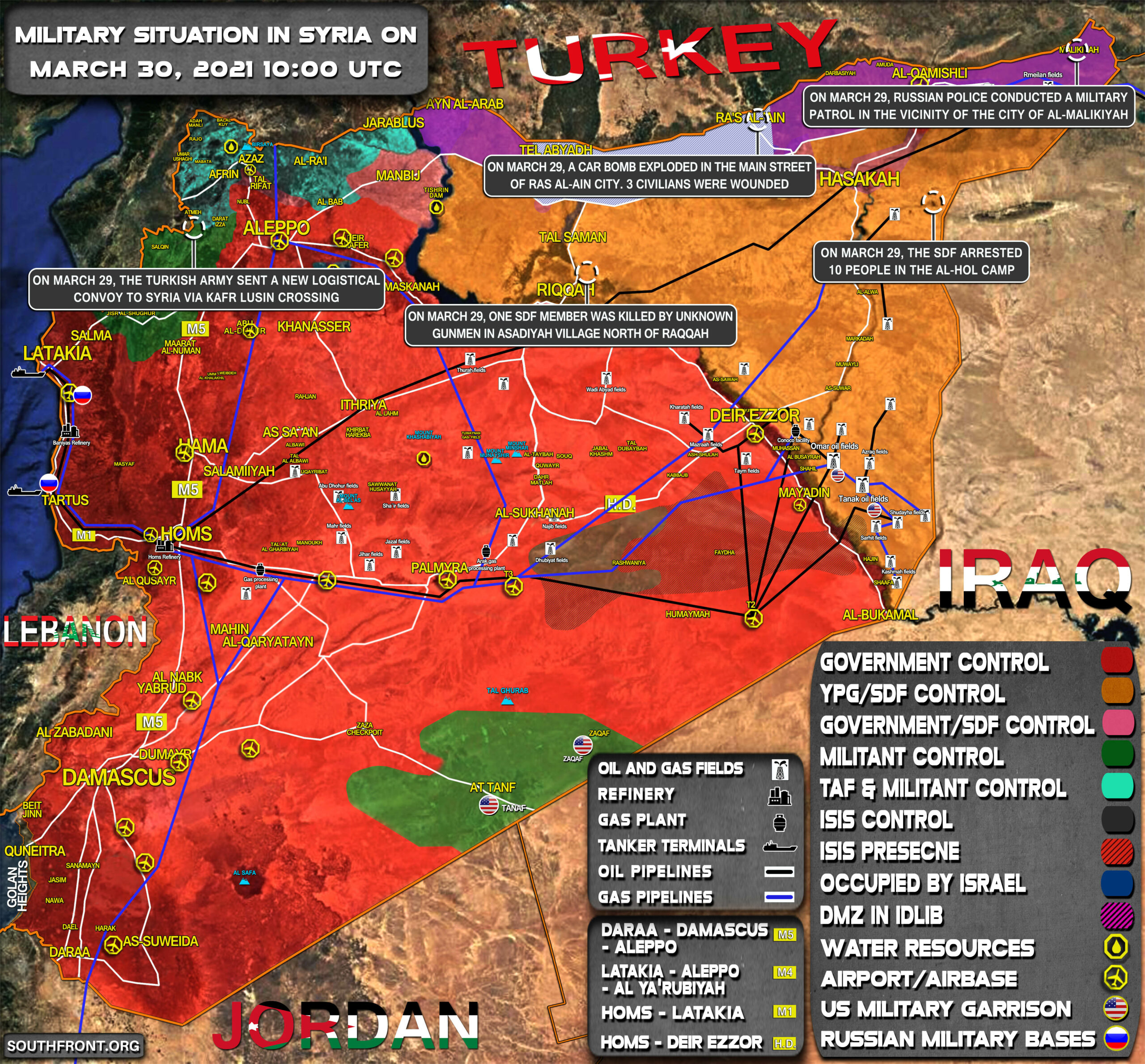 Military Situation In Syria On March 30, 2021 (Map Update)