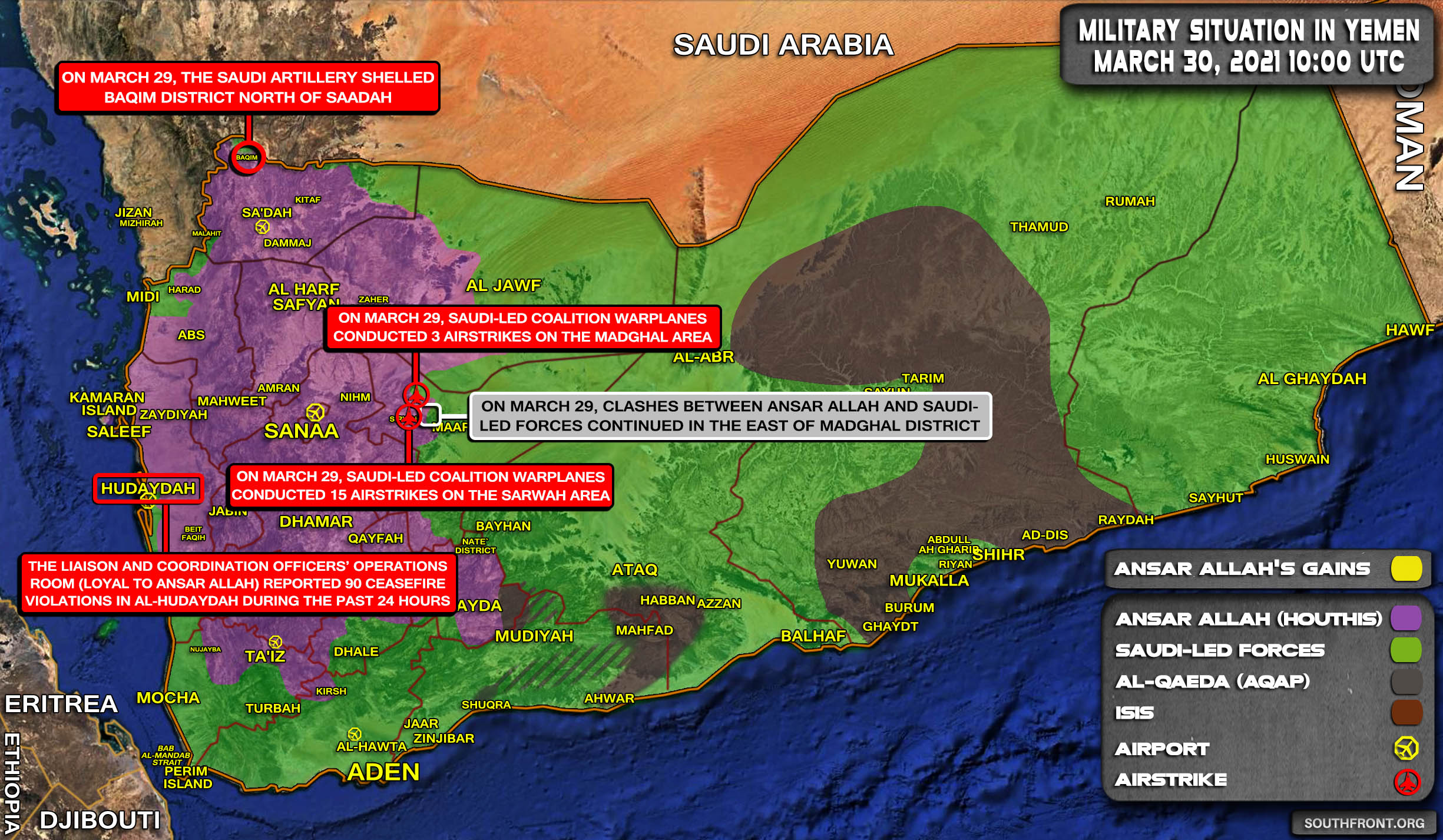 Military Situation In Yemen On March 30, 2021 (Map Update)