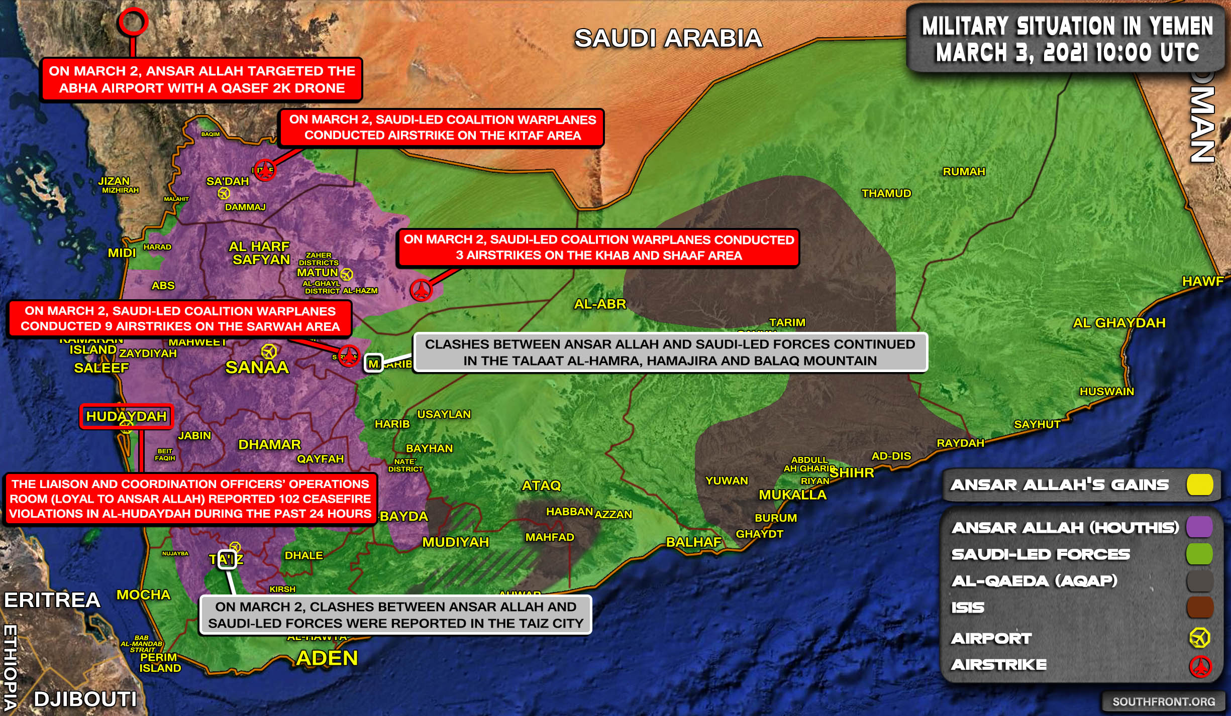 Military Situation In Yemen On March 3, 2021 (Map Update)