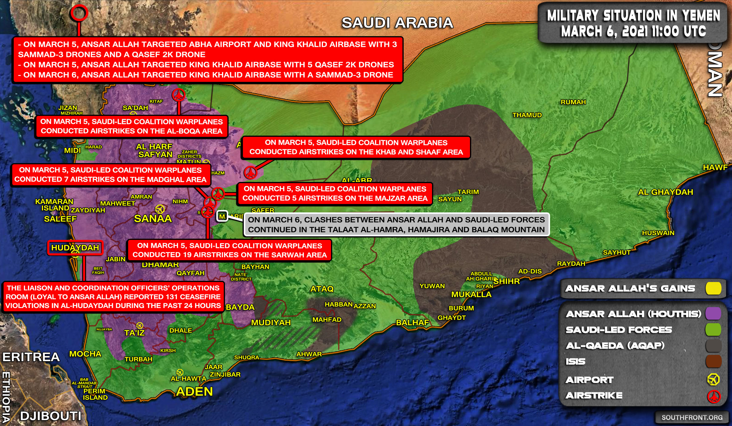 Military Situation In Yemen On March 6, 2021 (Map Update)