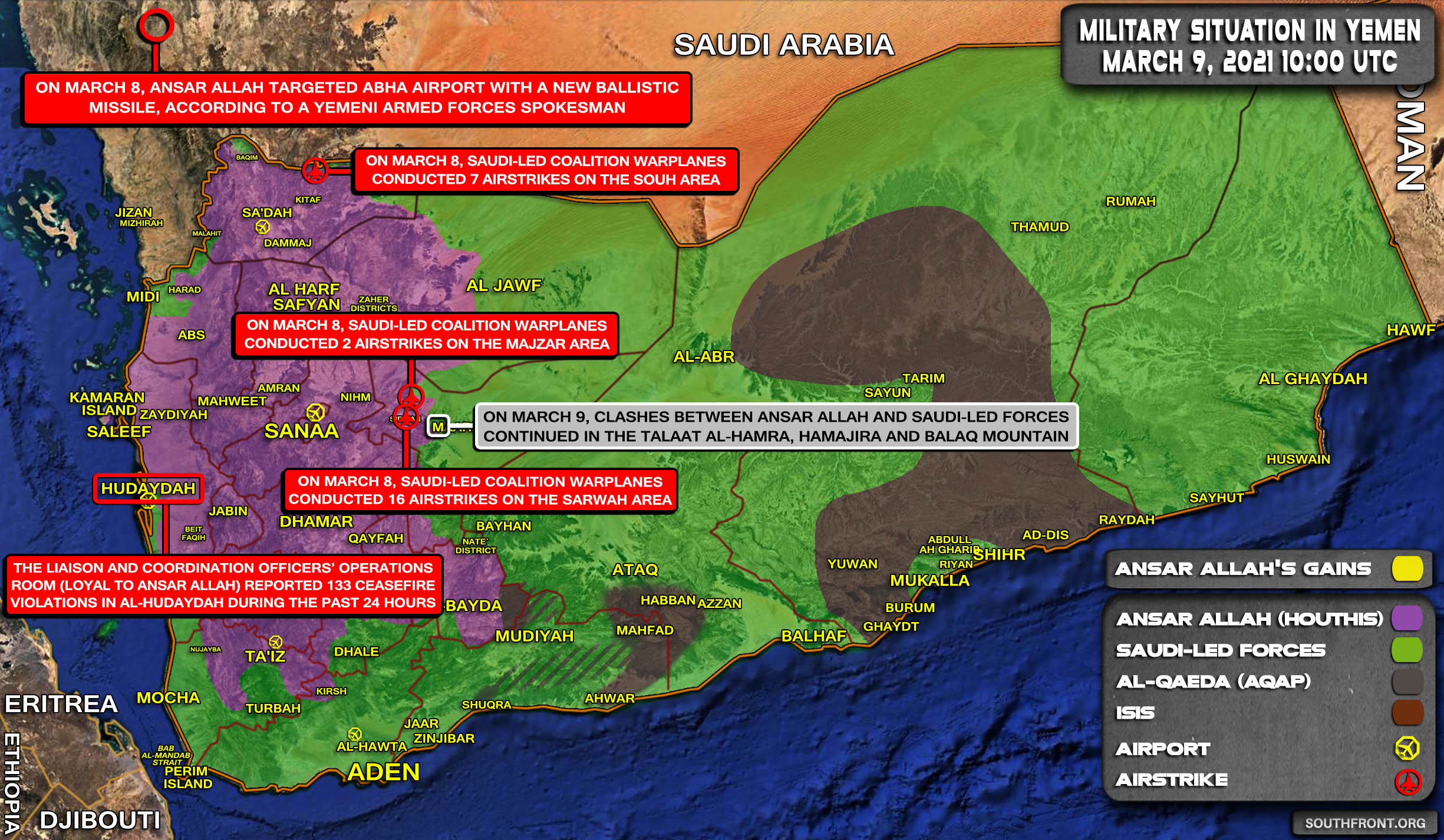 Saudi-led Coalition Continues Heavy Airstrikes Activity, Fight For Marib Continues (Map Update)