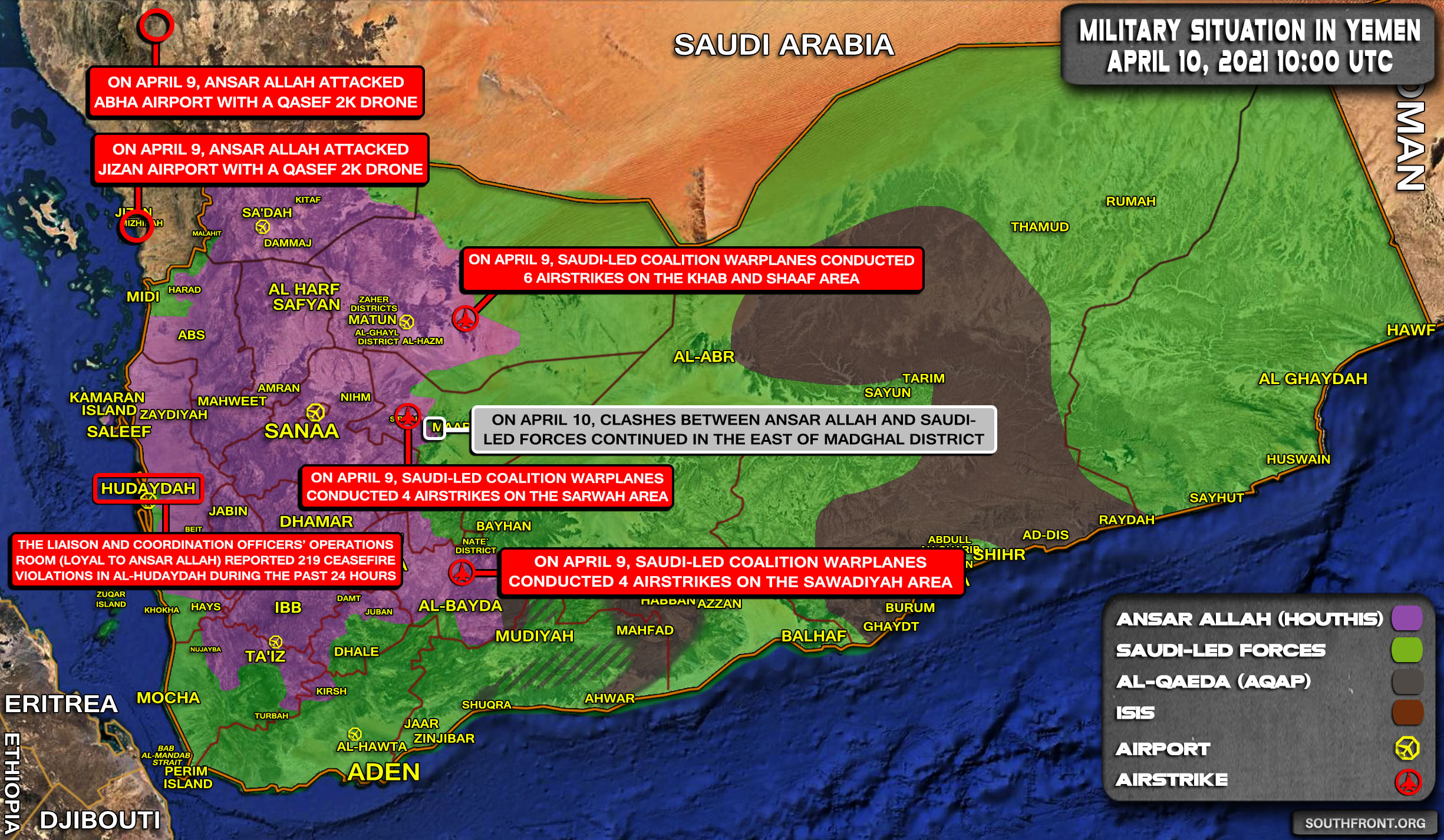 Military Situation In Yemen On April 10, 2021 (Map Update)