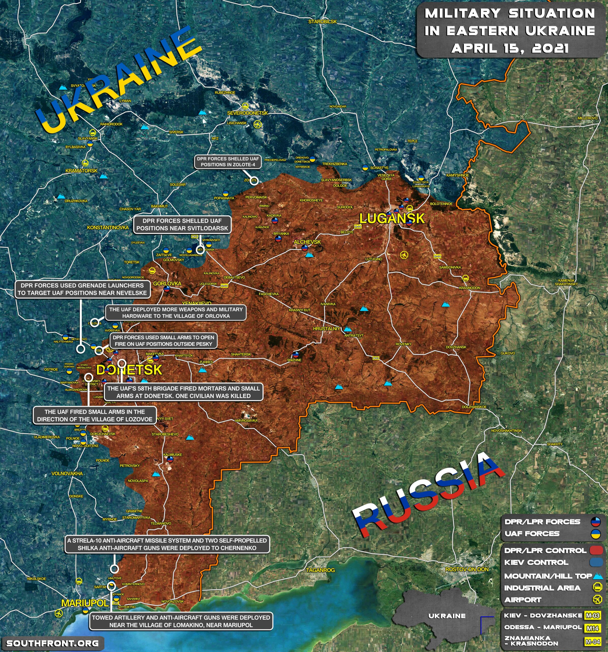 Military Situation In Donetsk People’s Republic On April 15, 2021 (Map Update)