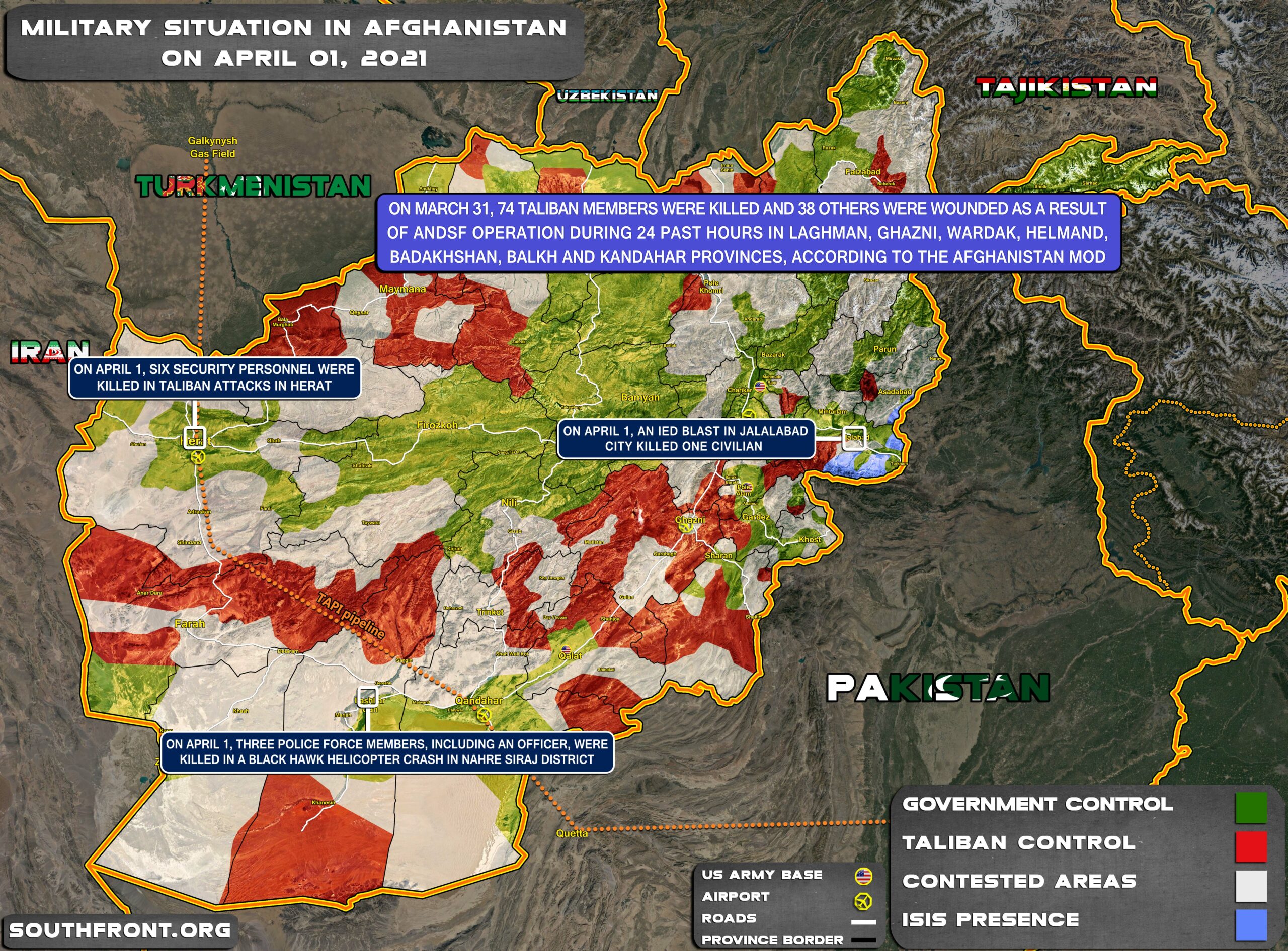 Military Situation In Afghanistan On April 1, 2021 (Map Update)