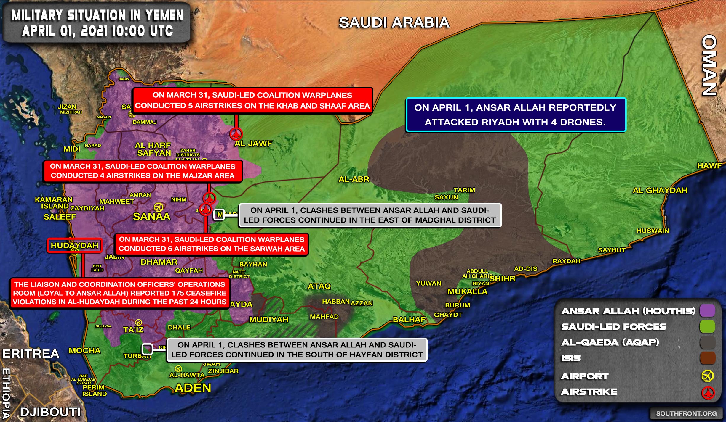 Military Situation In Yemen On April 1, 2021 (Map Update)