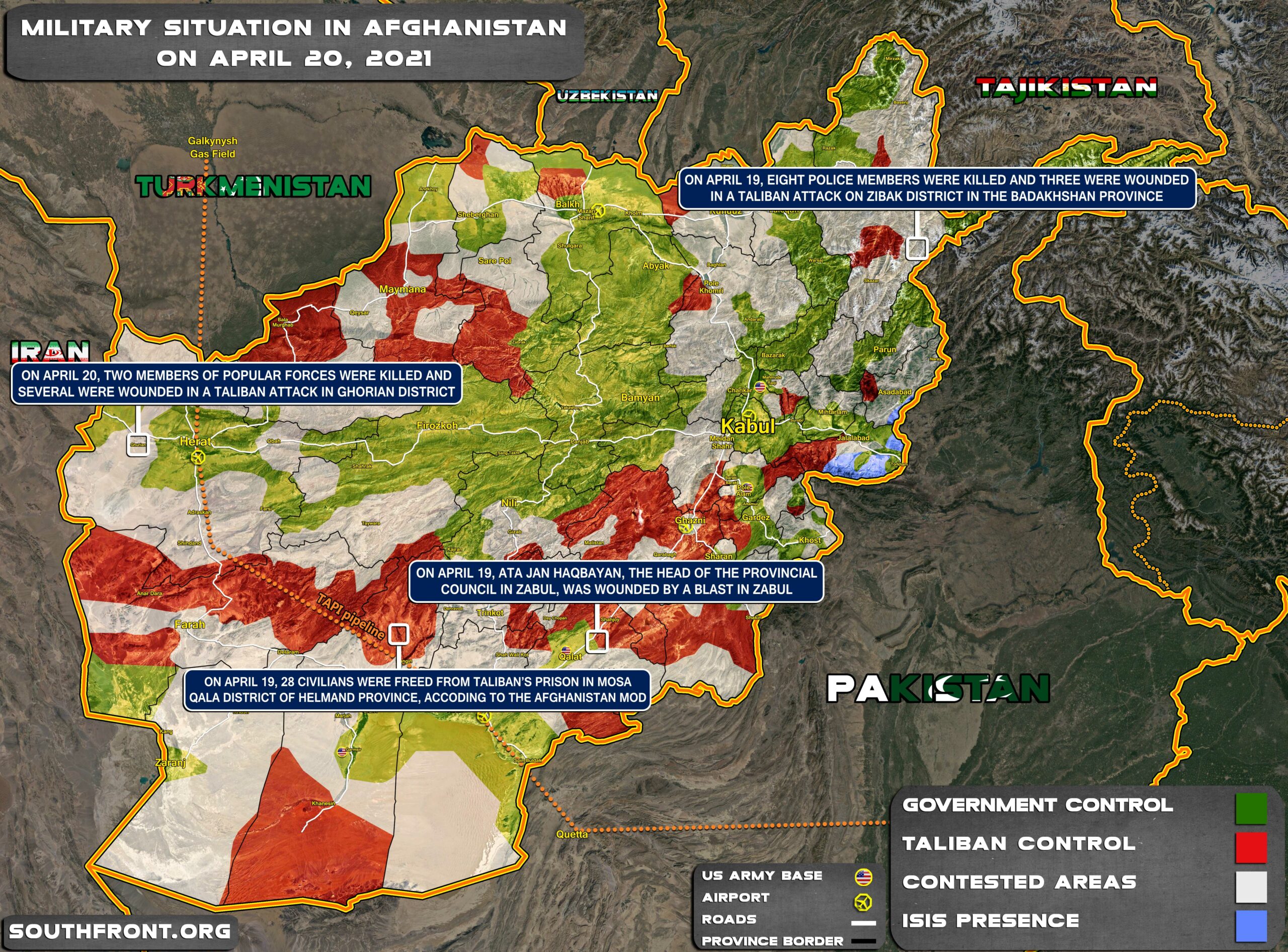 Military Situation In Afghanistan On April 20, 2021 (Map Update)