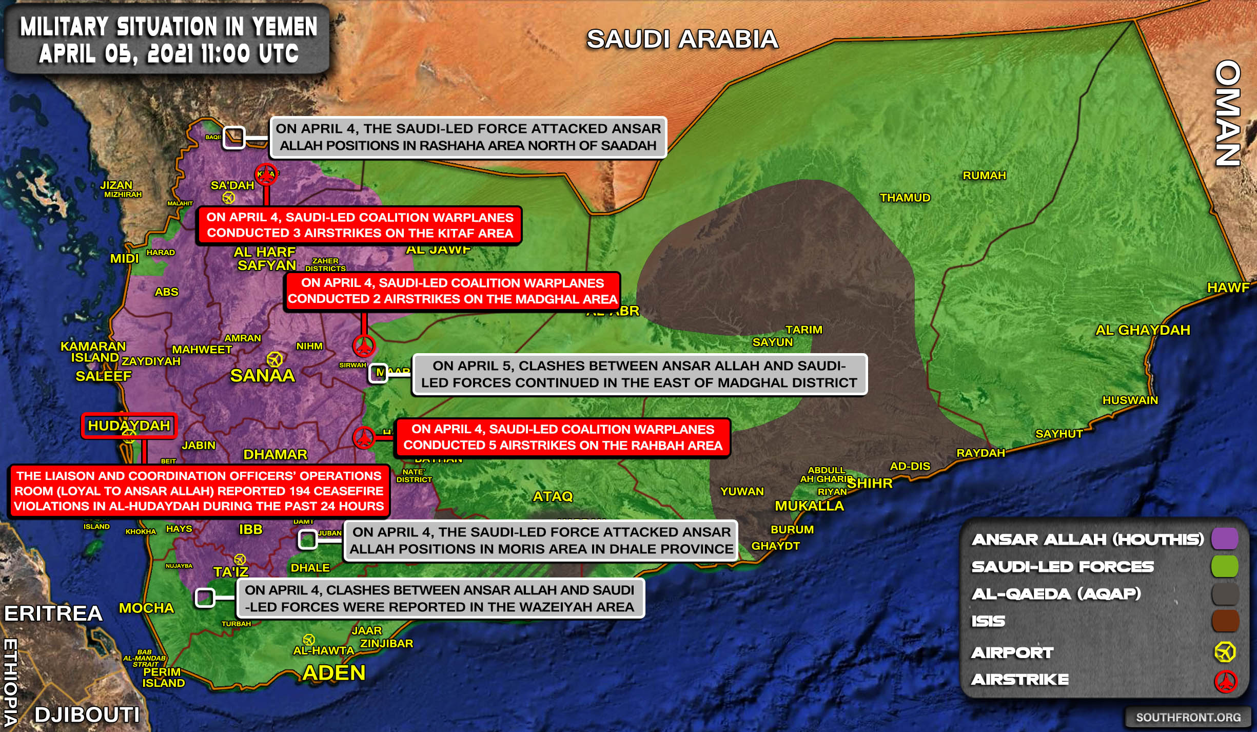 Military Situation In Yemen On April 5, 2021 (Map Update)