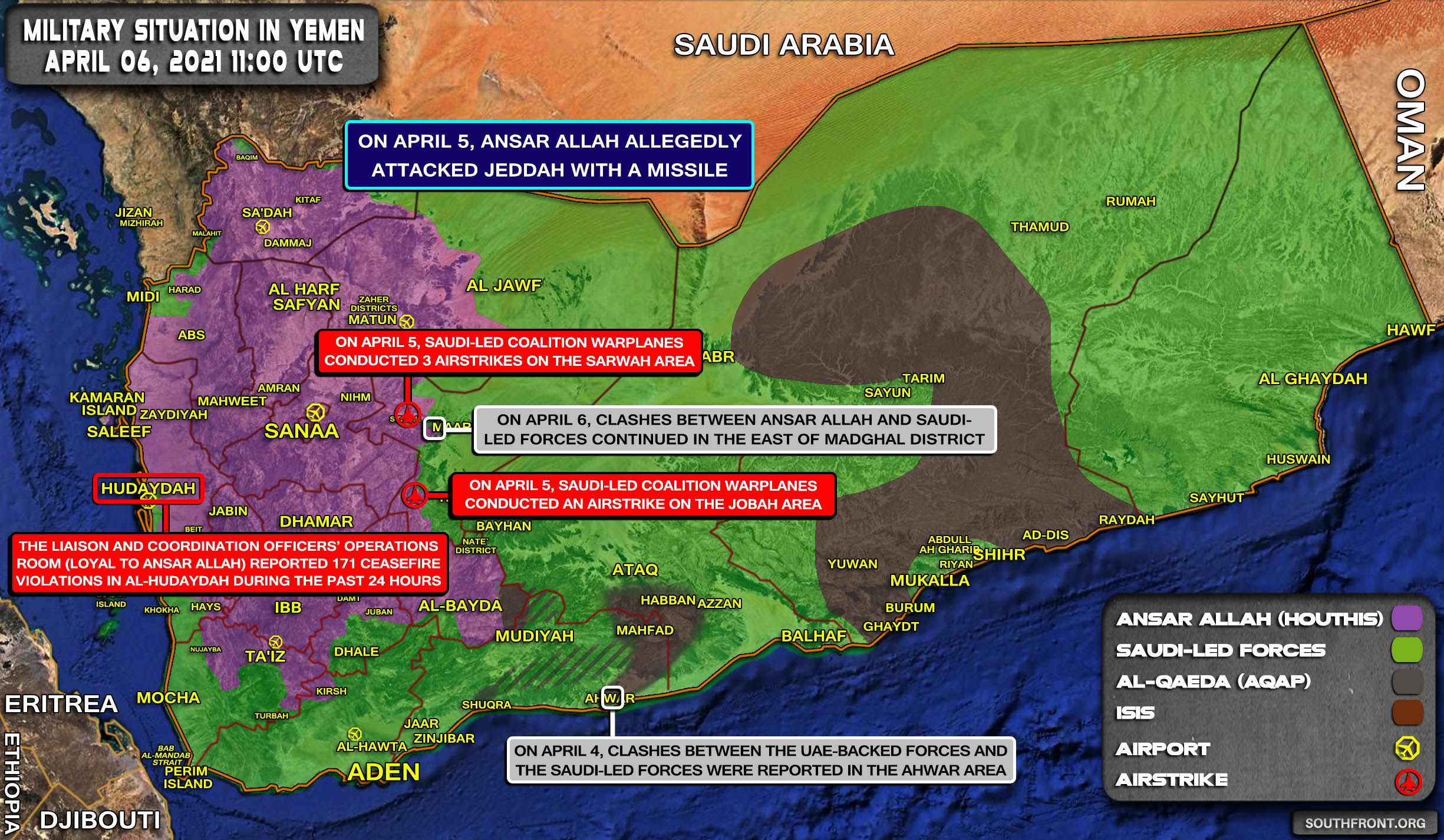 Military Situation In Yemen On April 6, 2021 (Map Update)