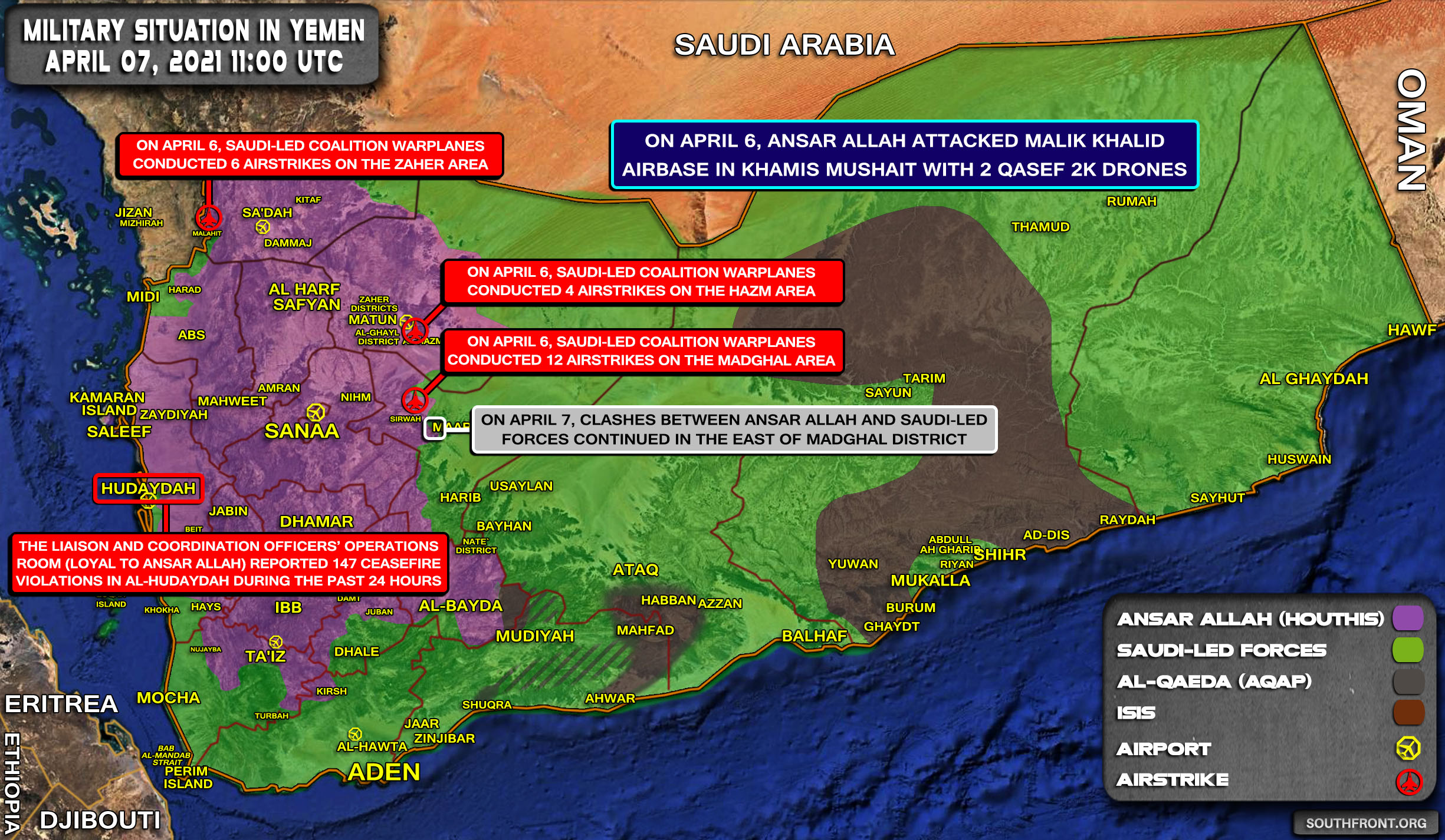 Military Situation In Yemen On April 7, 2021 (Map Update)