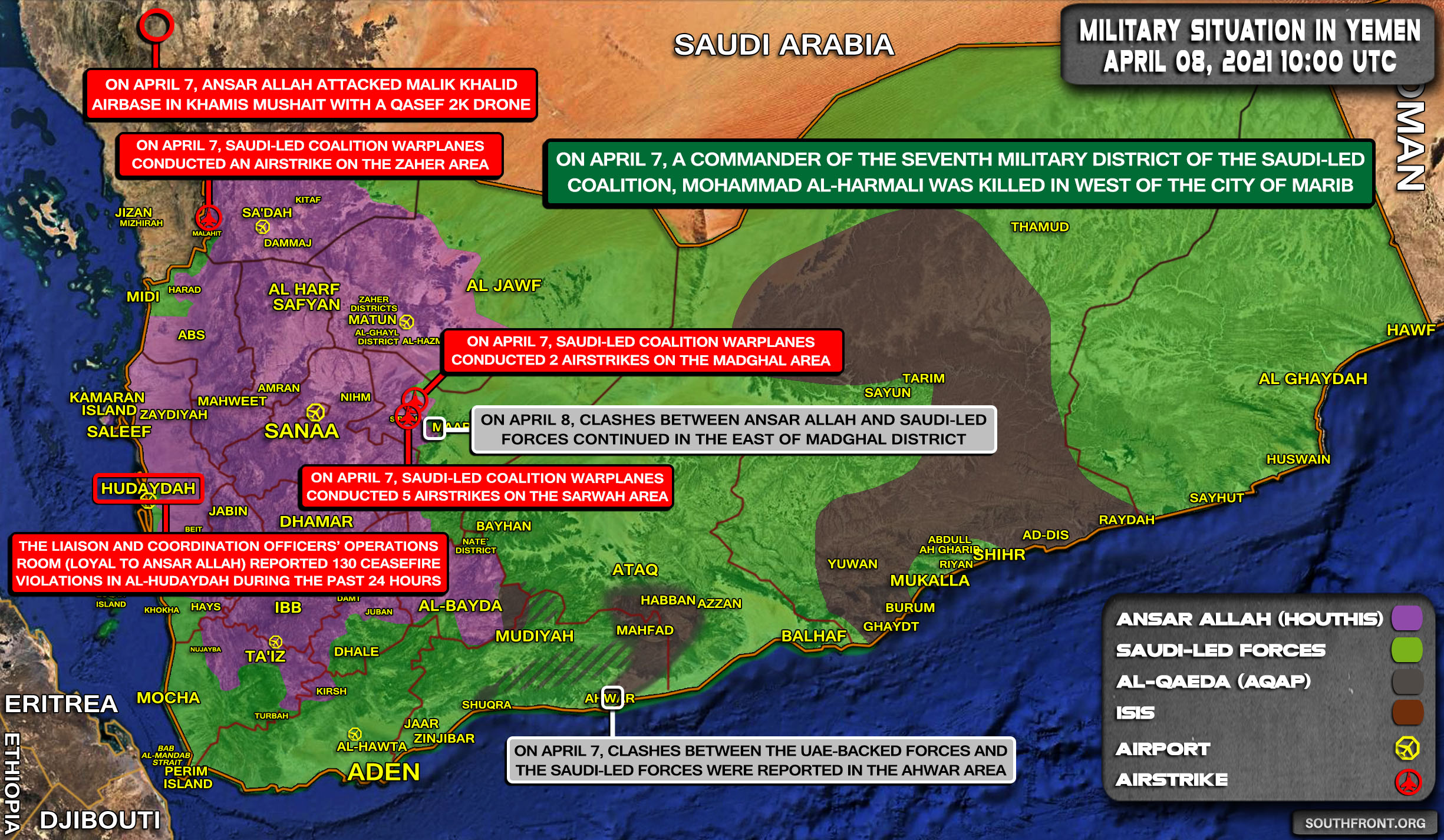 Military Situation In Yemen On April 8, 2021 (Map Update)