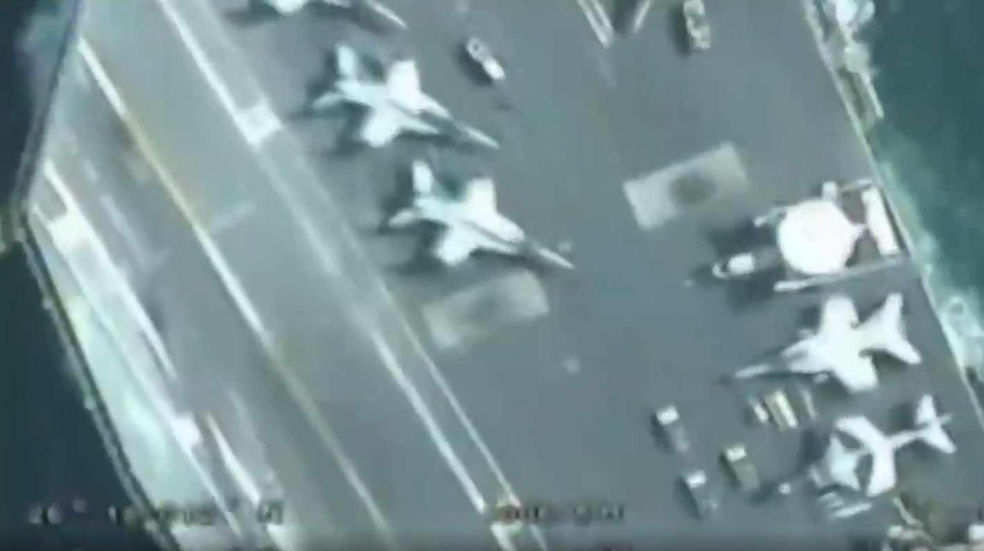 Iranian Revolutionary Guards Release Close Drone Footage Of US Aircraft Carrier