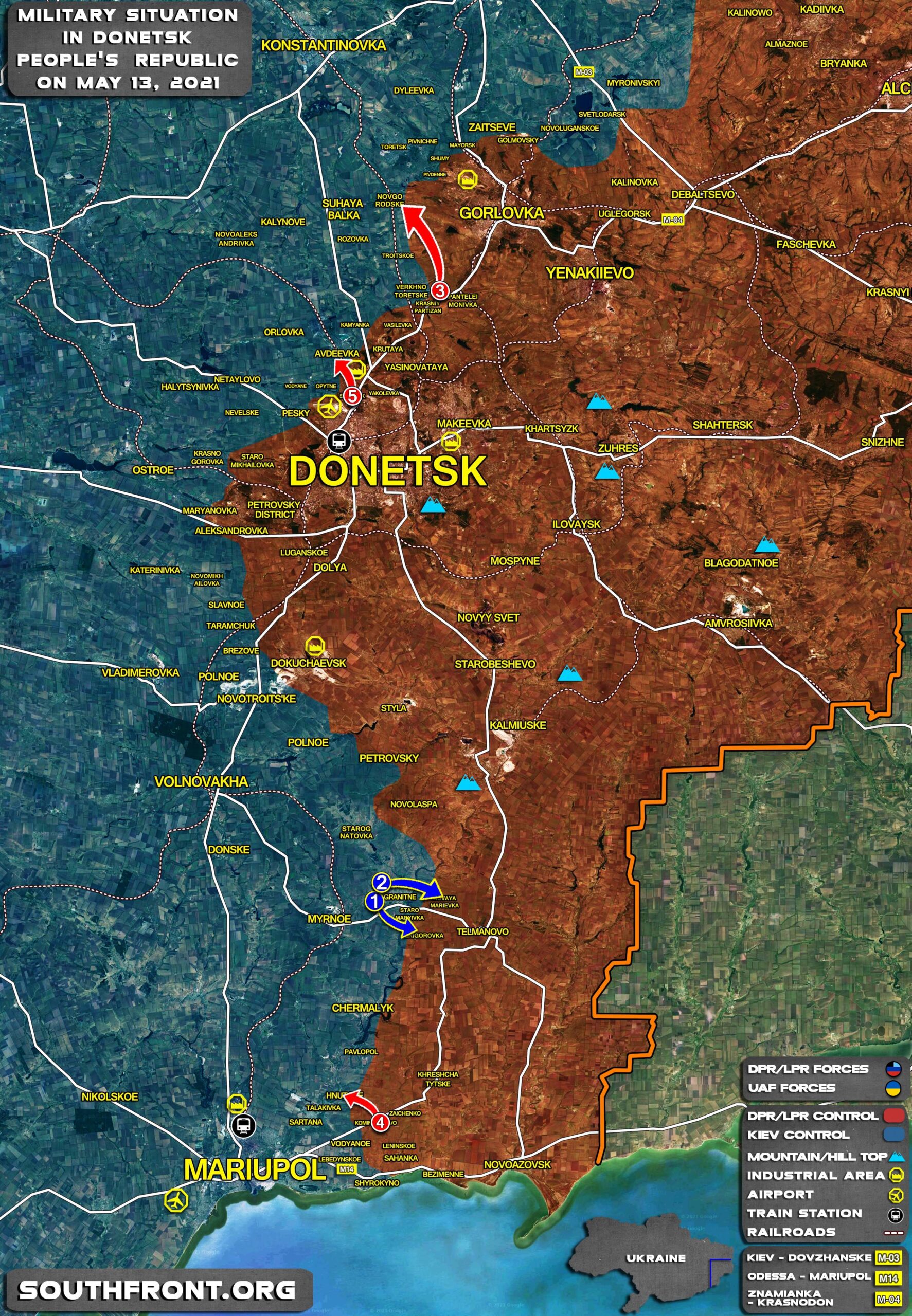 Military Situation In Donetsk People's Republic On May 13, 2021 (Map Update)