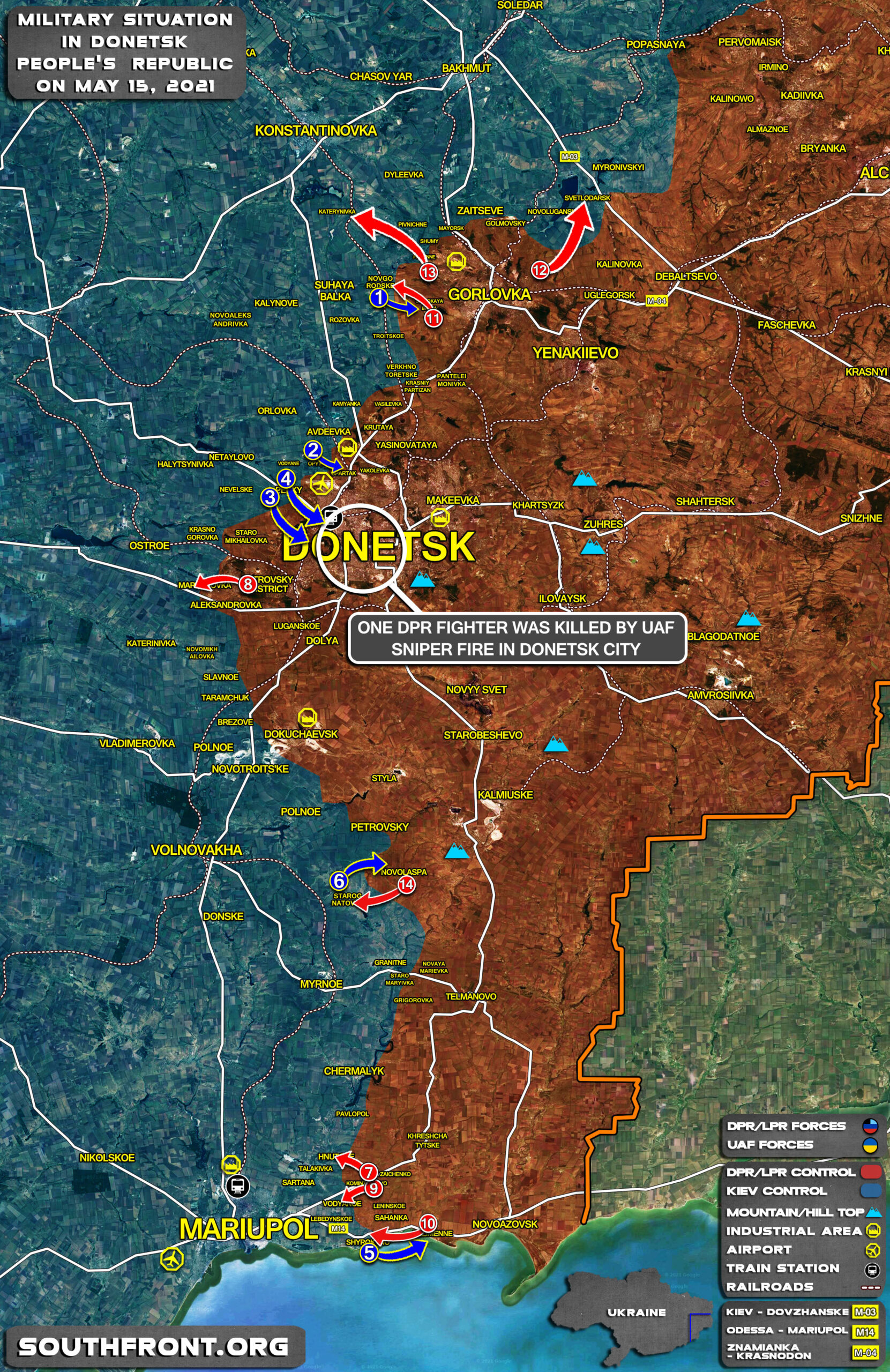 Military Situation In Donetsk People’s Republic On May 15, 2021 (Map Update)