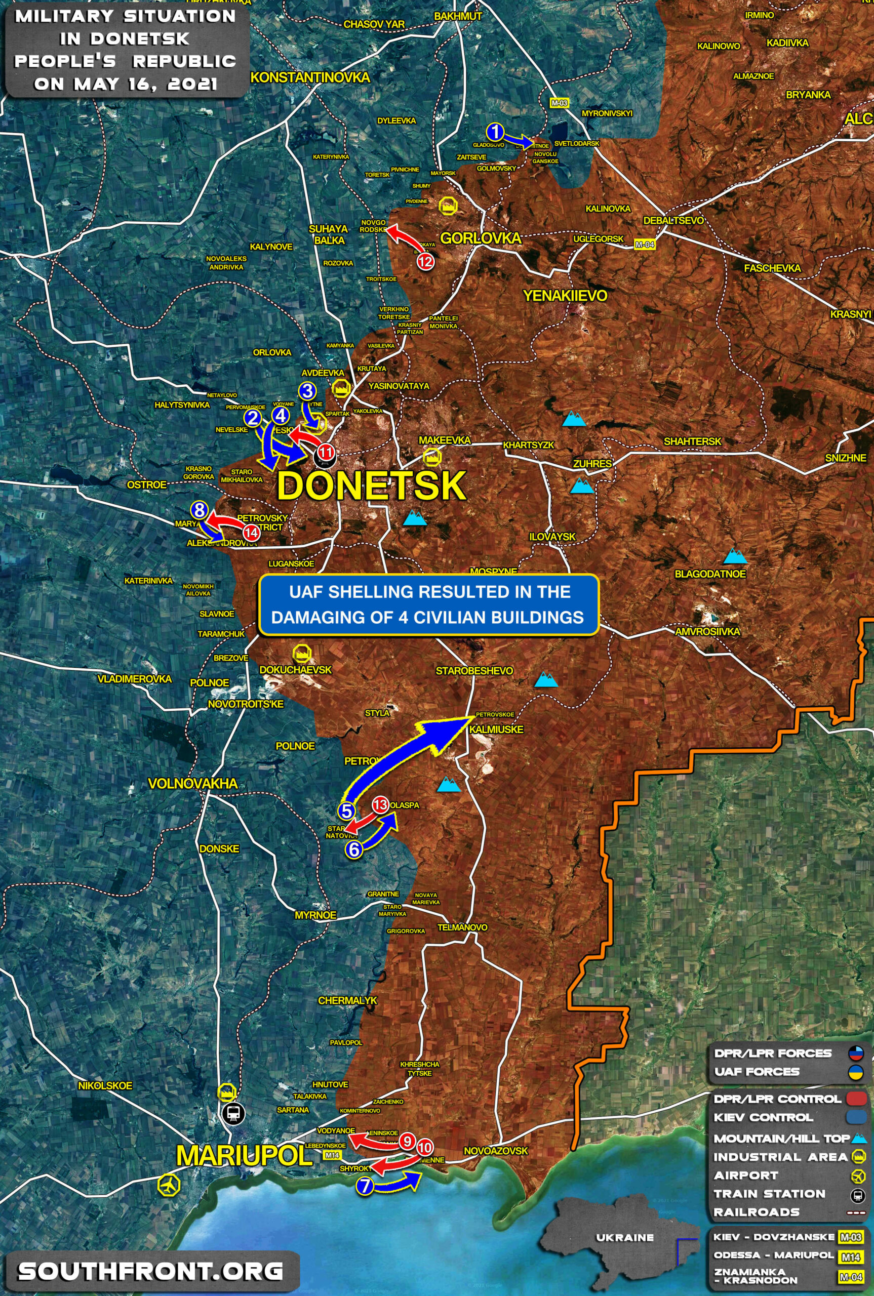 Military Situation In Donetsk People’s Republic On May 16, 2021 (Map Update)