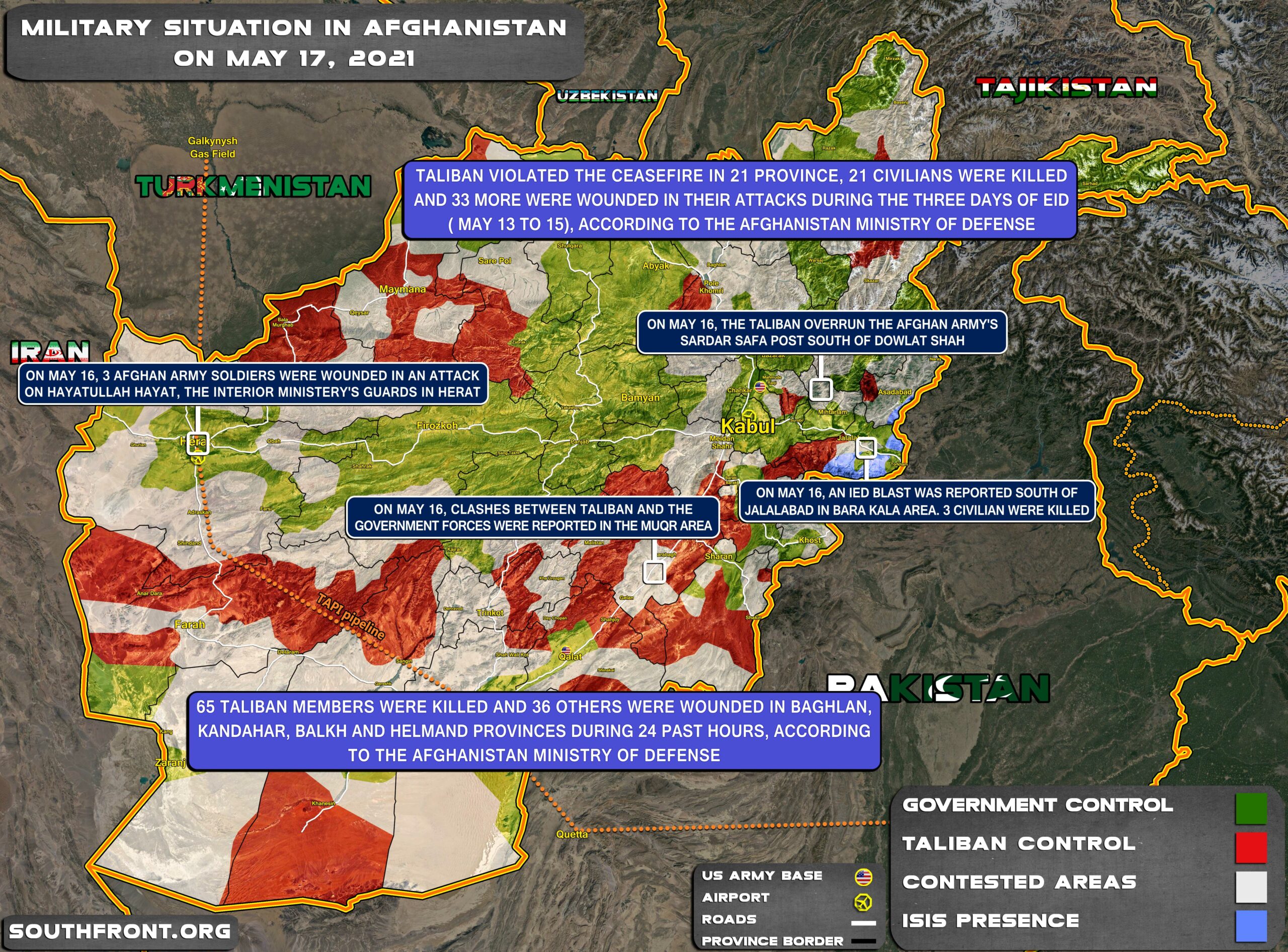 Military Situation In Afghanistan On May 17, 2021 (Map Update)