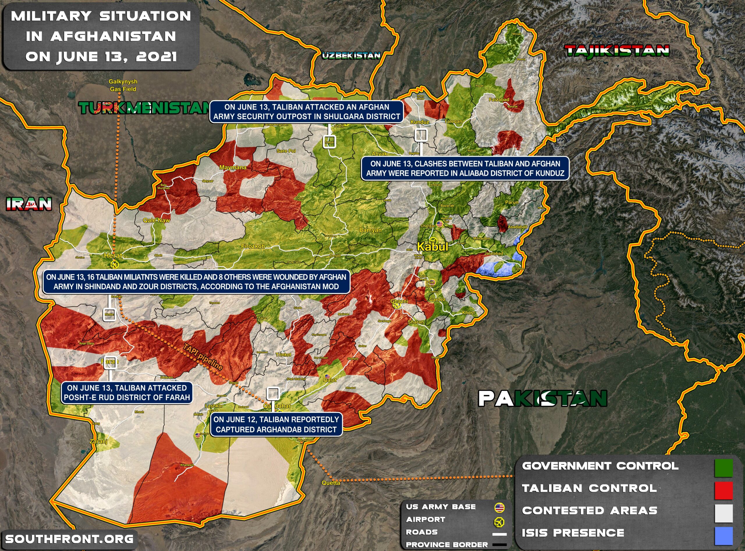 Military Situation In Afghanistan On June 13, 2021 (Map Update)