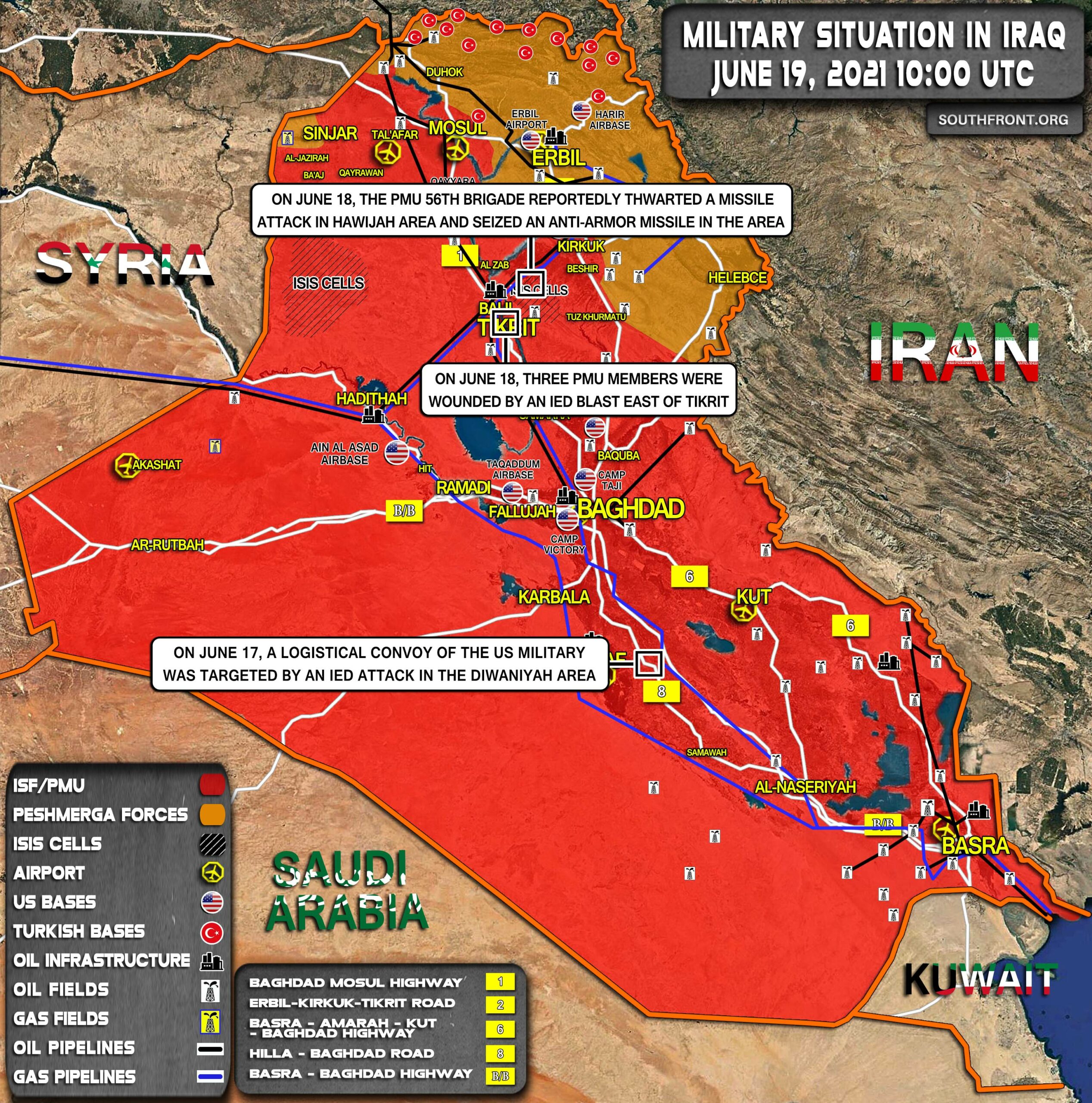 Military Situation In Iraq On June 19, 2021 (Map Update)