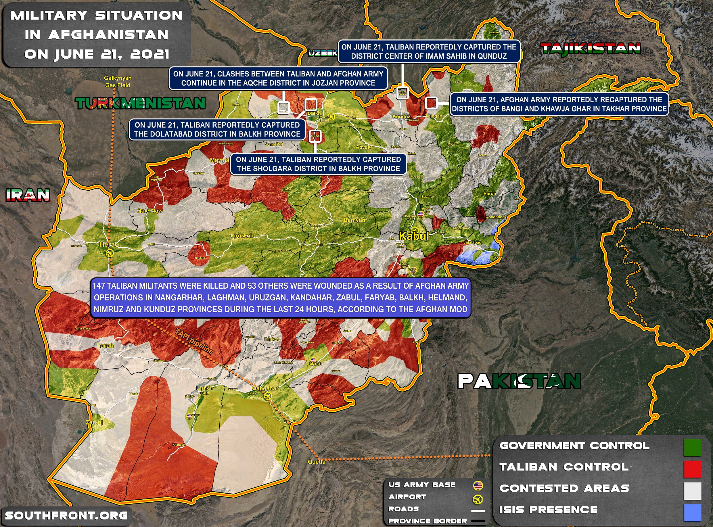 Military Situation In Afghanistan On June 21, 2021 (Map Update)