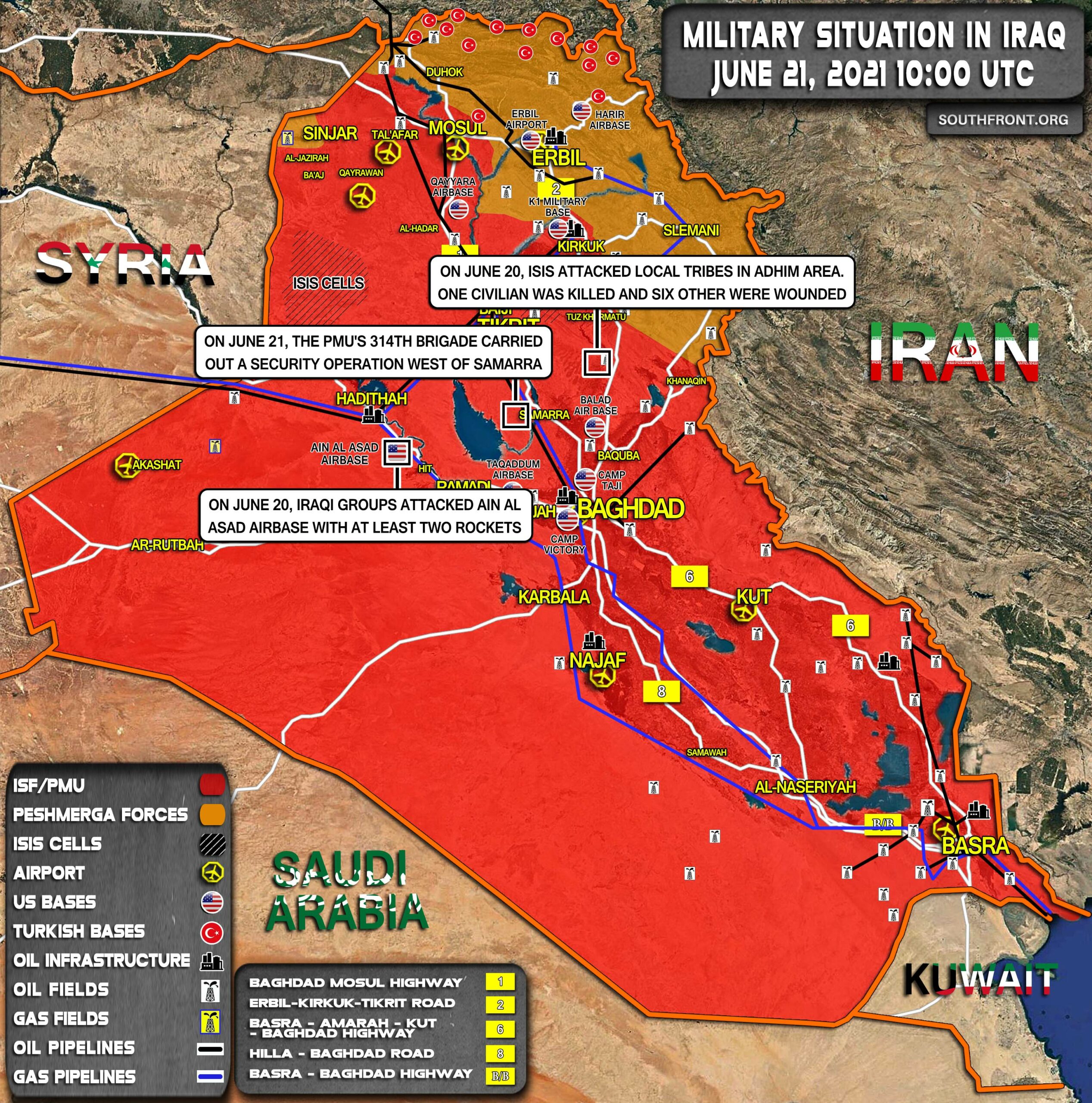 Military Situation In Iraq On June 21, 2021 (Map Update)