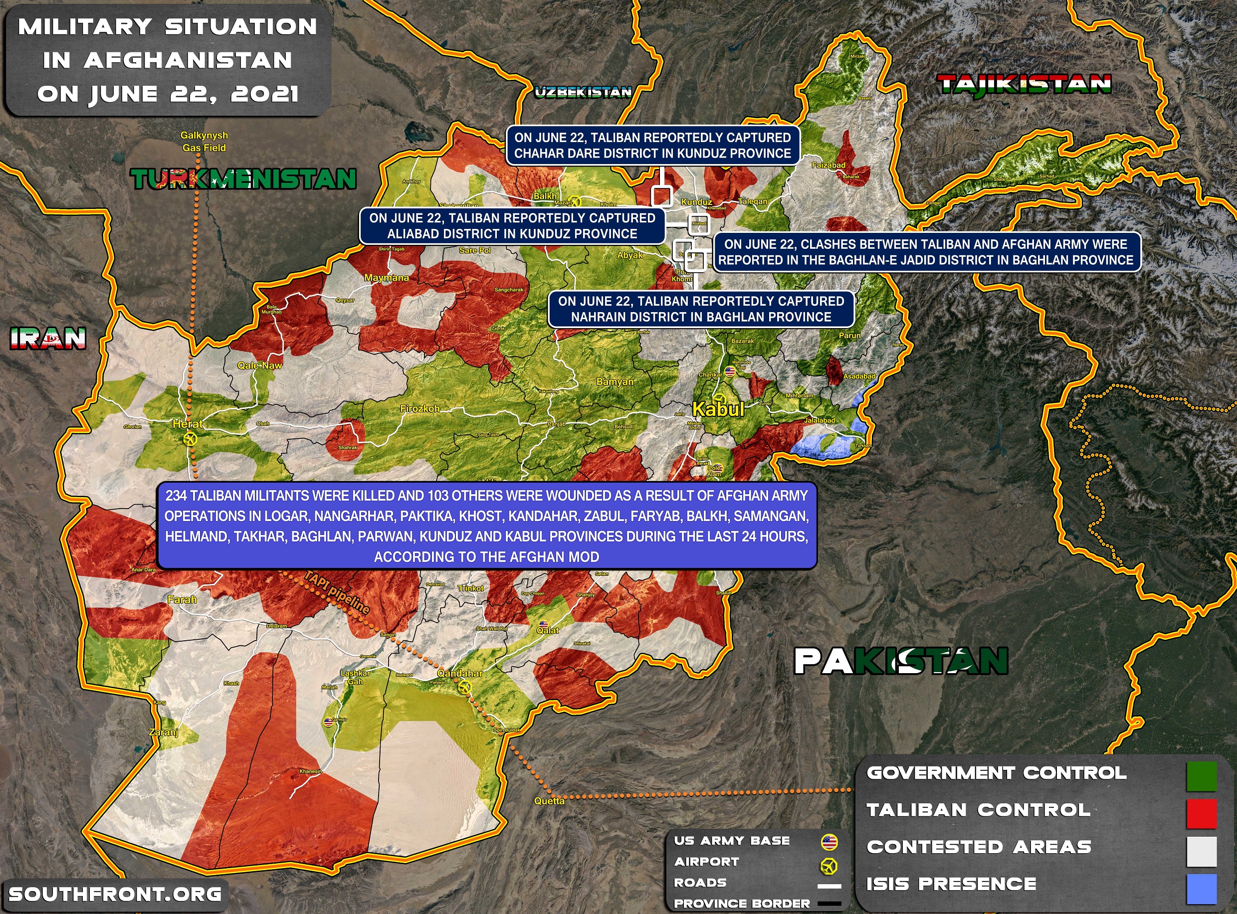 Military Situation In Afghanistan On June 22, 2021 (Map Update)